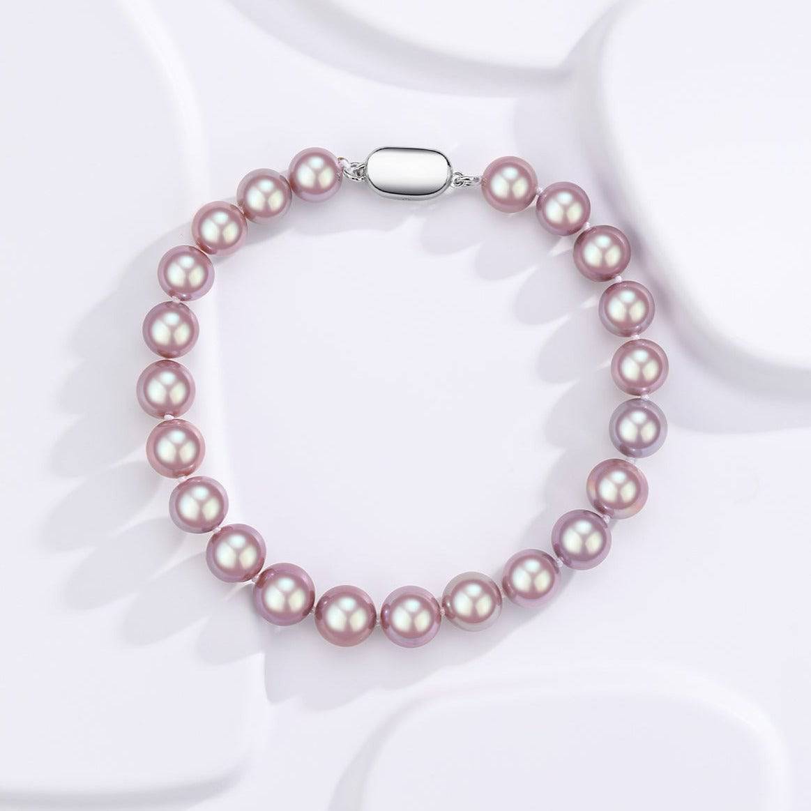 Purple Freshwater Pearl Bracelet, 6-9mm Silver