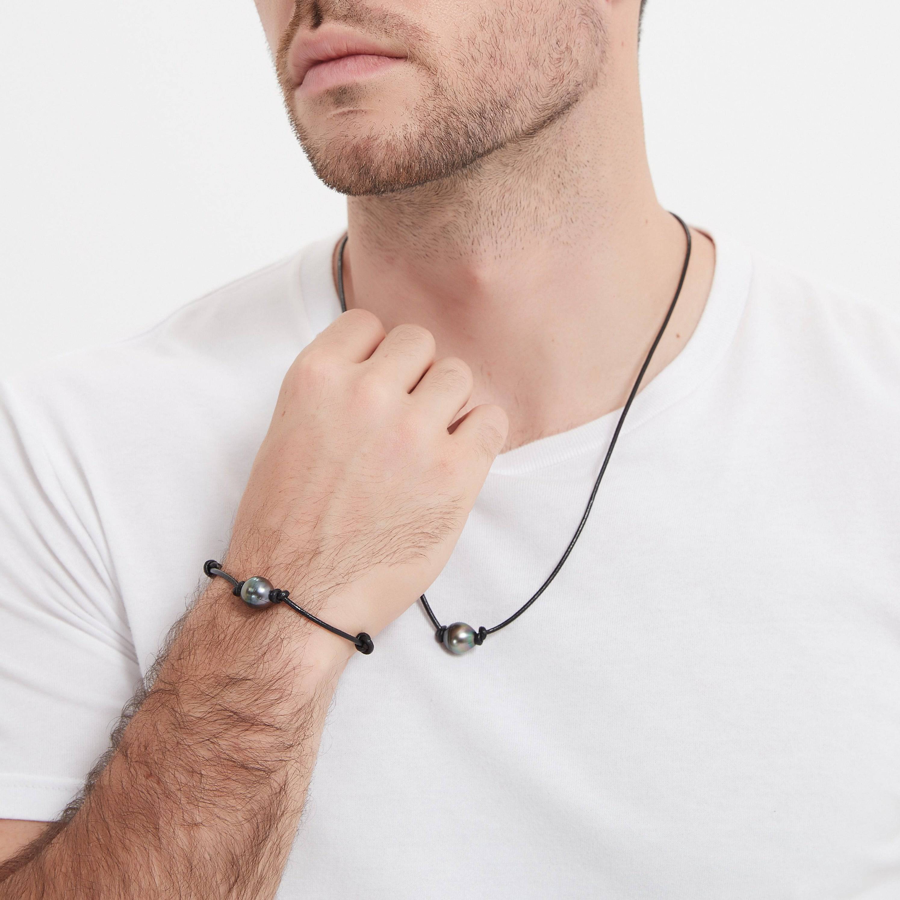 Tahitian Baroque Pearl Knotted Leather Bracelet