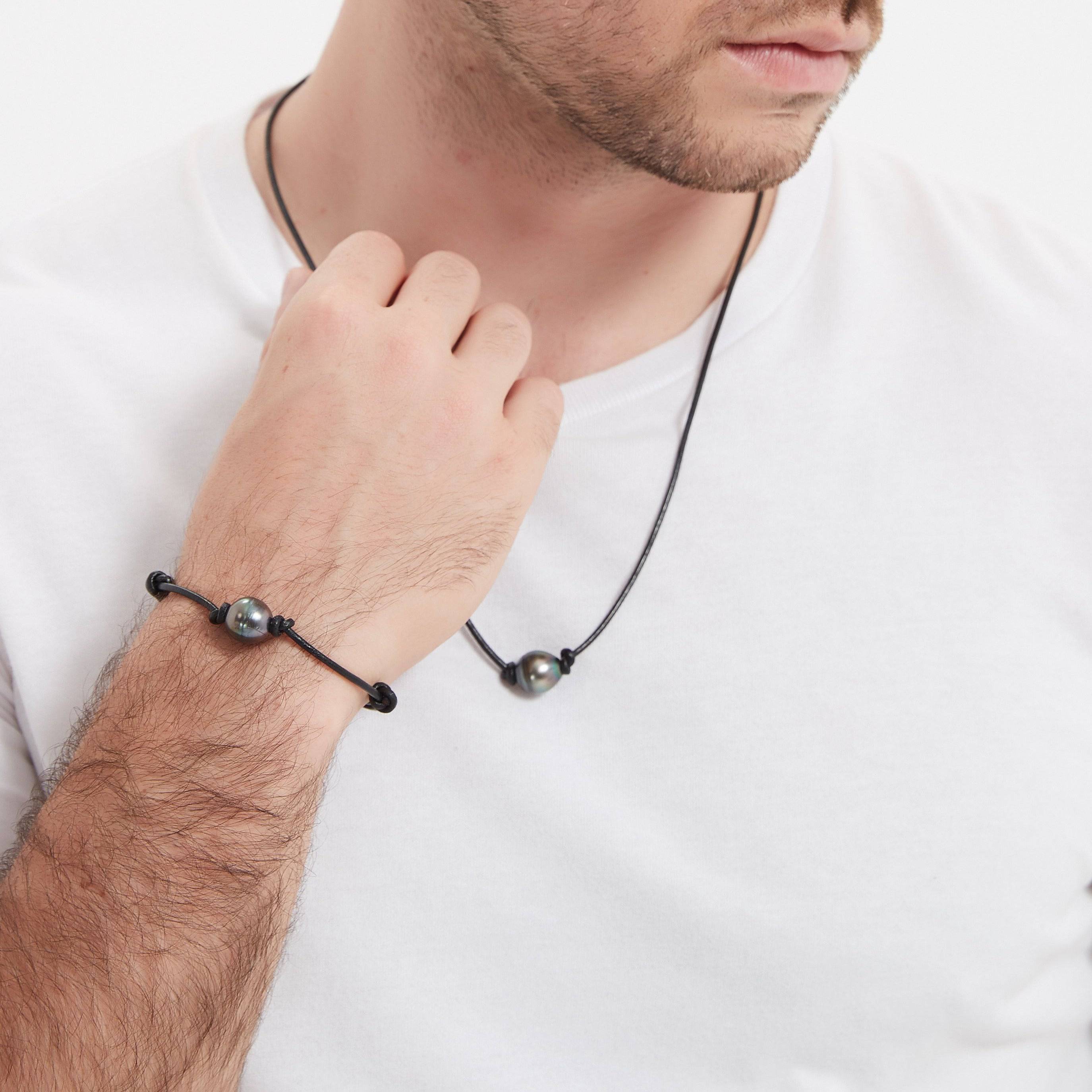 Tahitian South Sea Baroque Pearl Leather Bracelet- Various Sizes