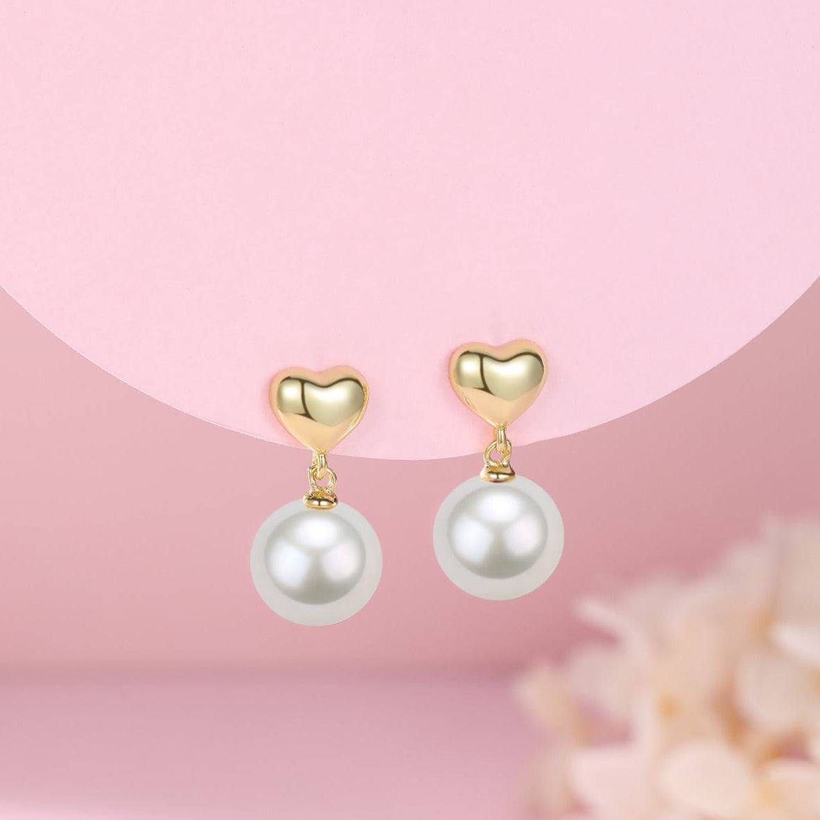 10-11mm Freshwater Pearl Heart Stud Earrings