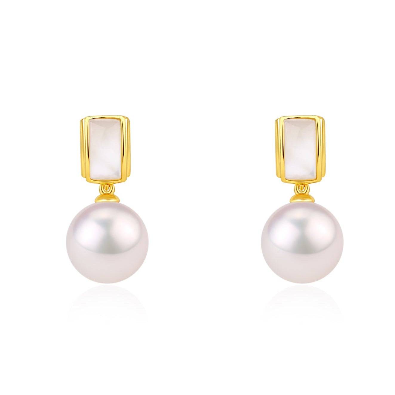 10-11mm Freshwater Pearl & Mother Of Pearls Earrings