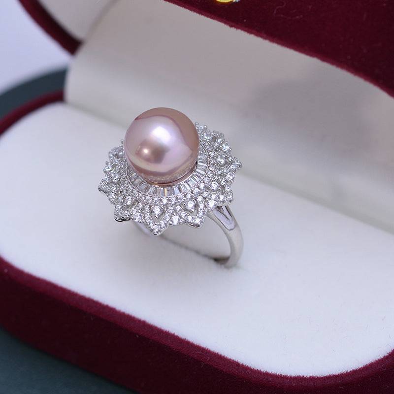 10-11mm Freshwater Pearl & Round CZ Ring
