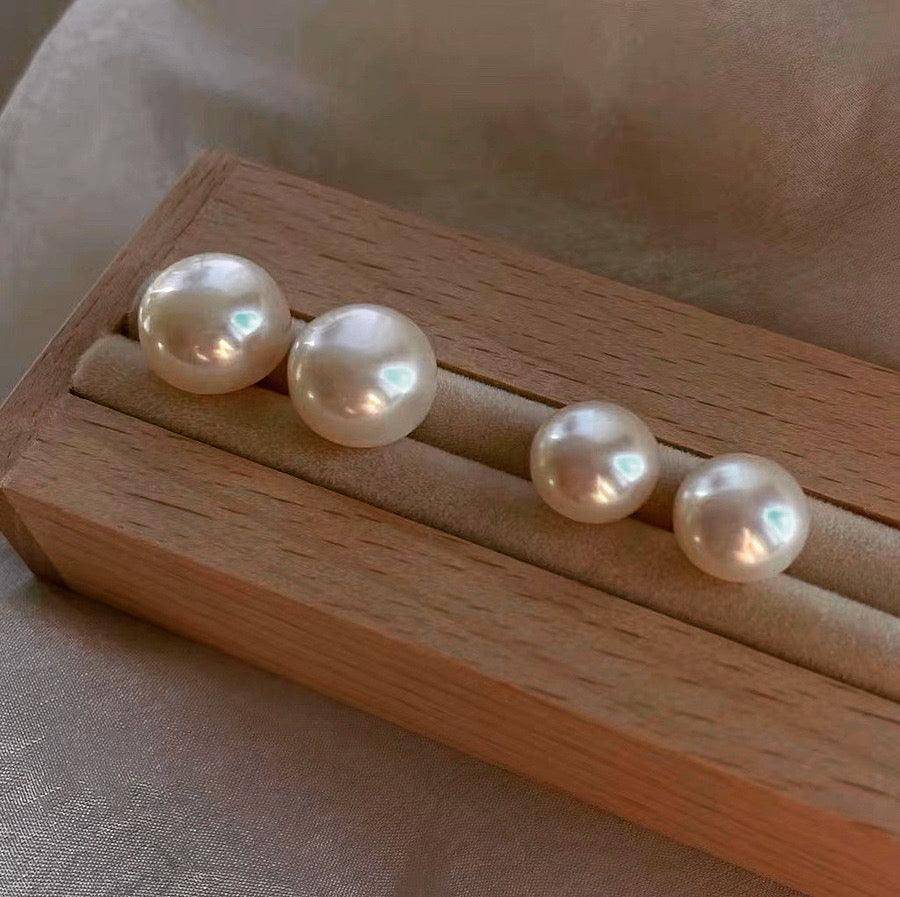 11-12mm Classic Button Freshwater Pearl Stud Earrings