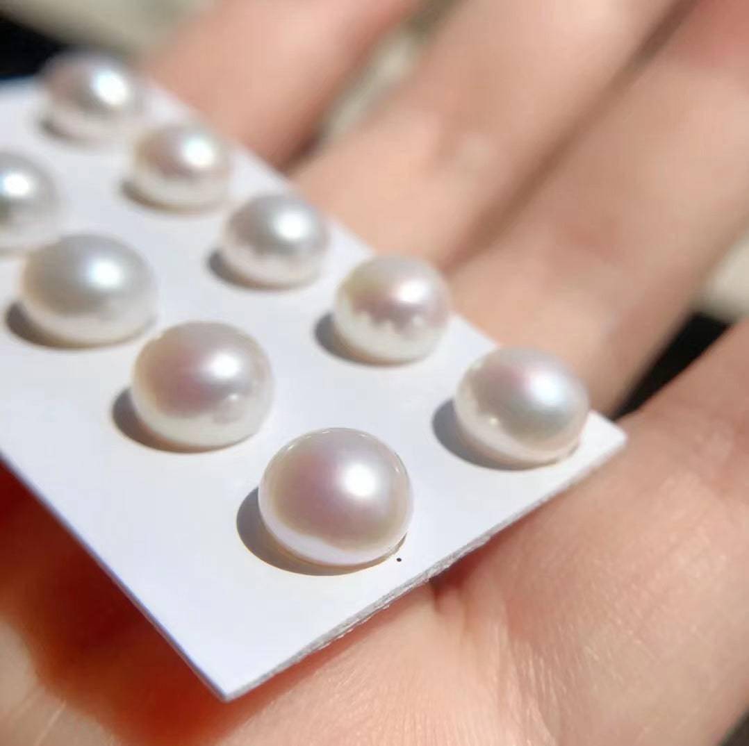 11-12mm Classic Button Freshwater Pearl Stud Earrings