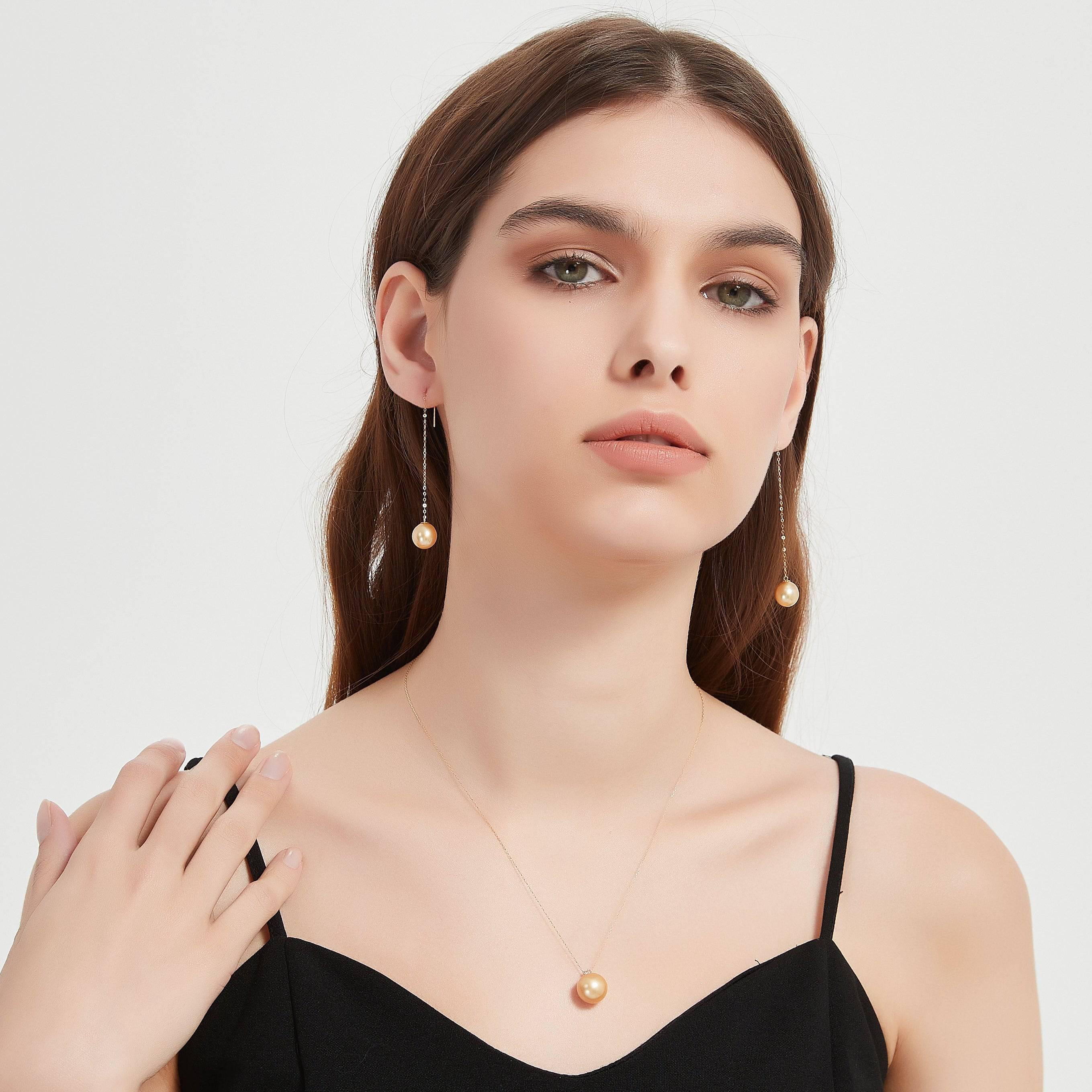 South Sea Golden Pearl Drop Ear Threaders