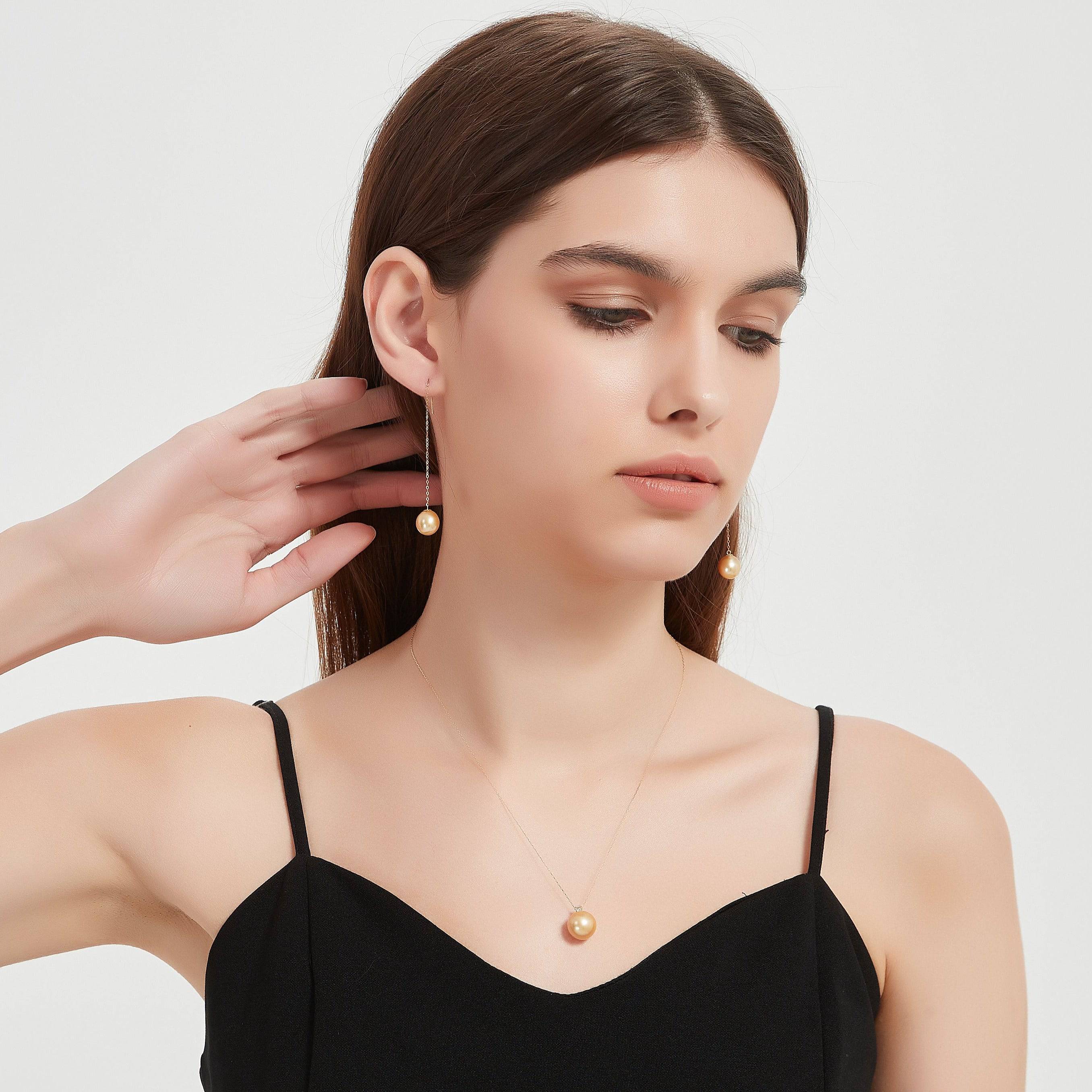 South Sea Golden Pearl Drop Ear Threaders