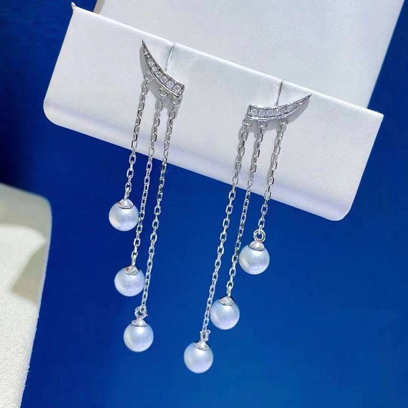 6-7mm Freshwater Pearl & Dynamic Triple Drop Earrings