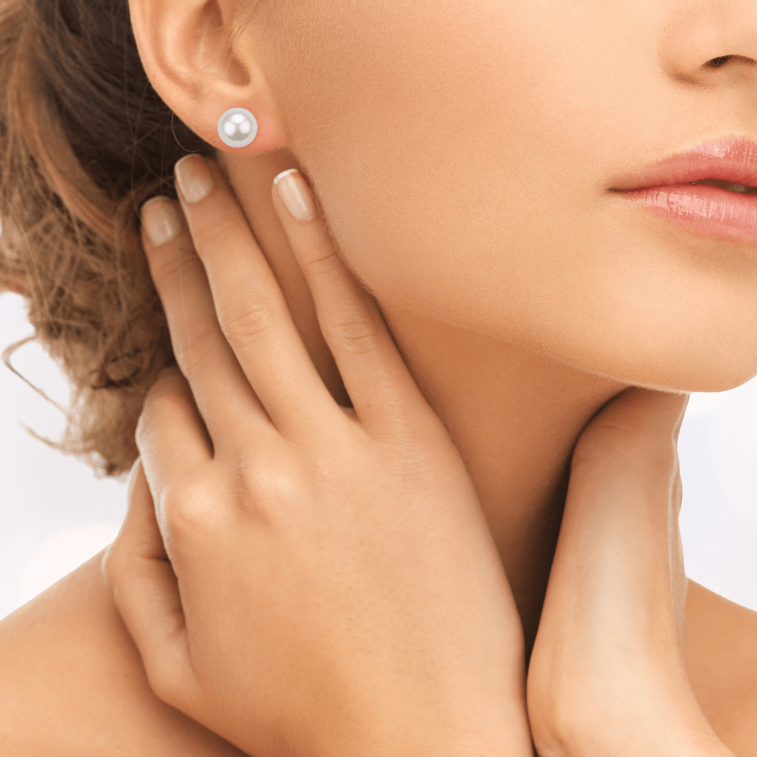 8-8.5mm Akoya Pearl Stud Earrings Sterling Silver