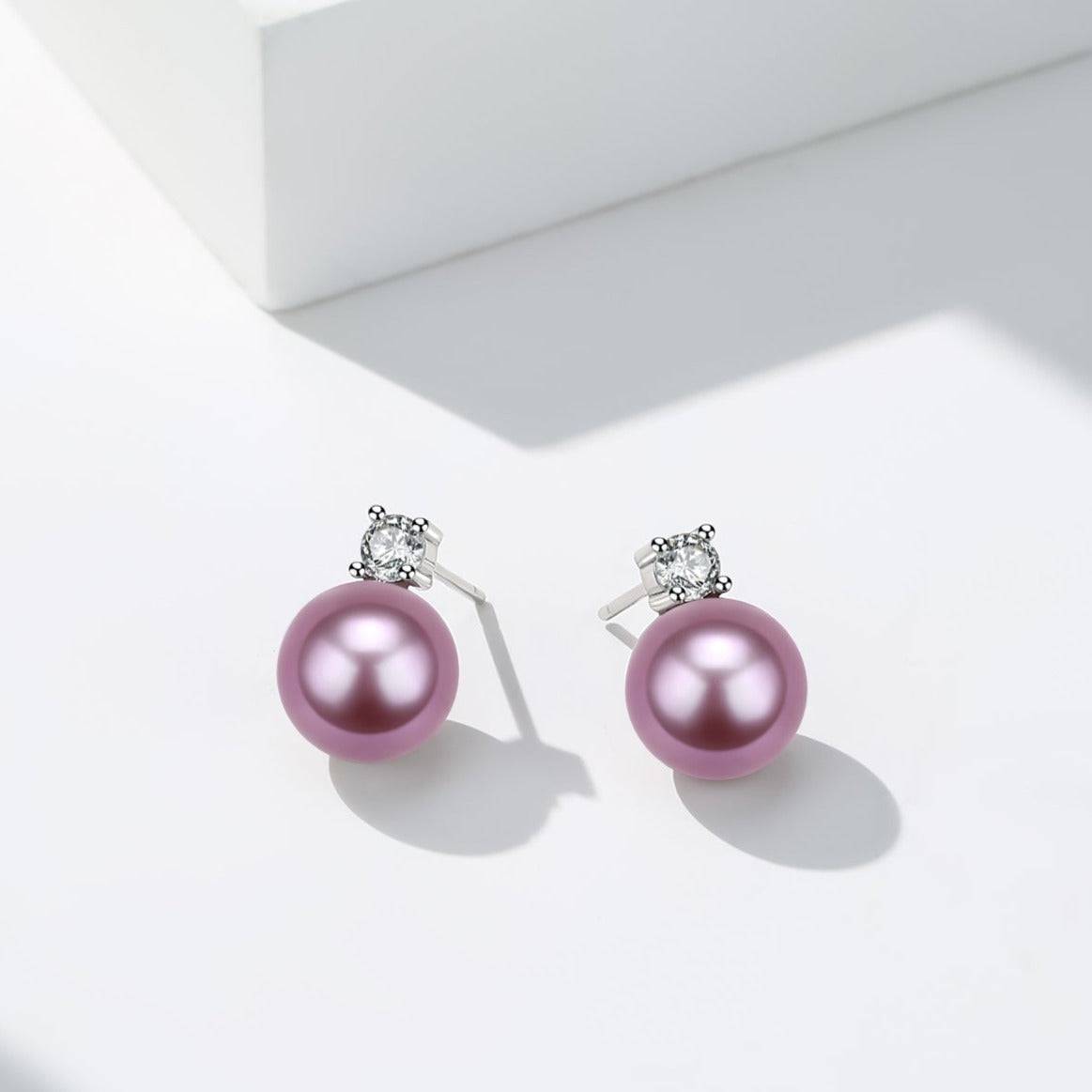 9-10mm Purple Freshwater Pearl & Sasha Earrings