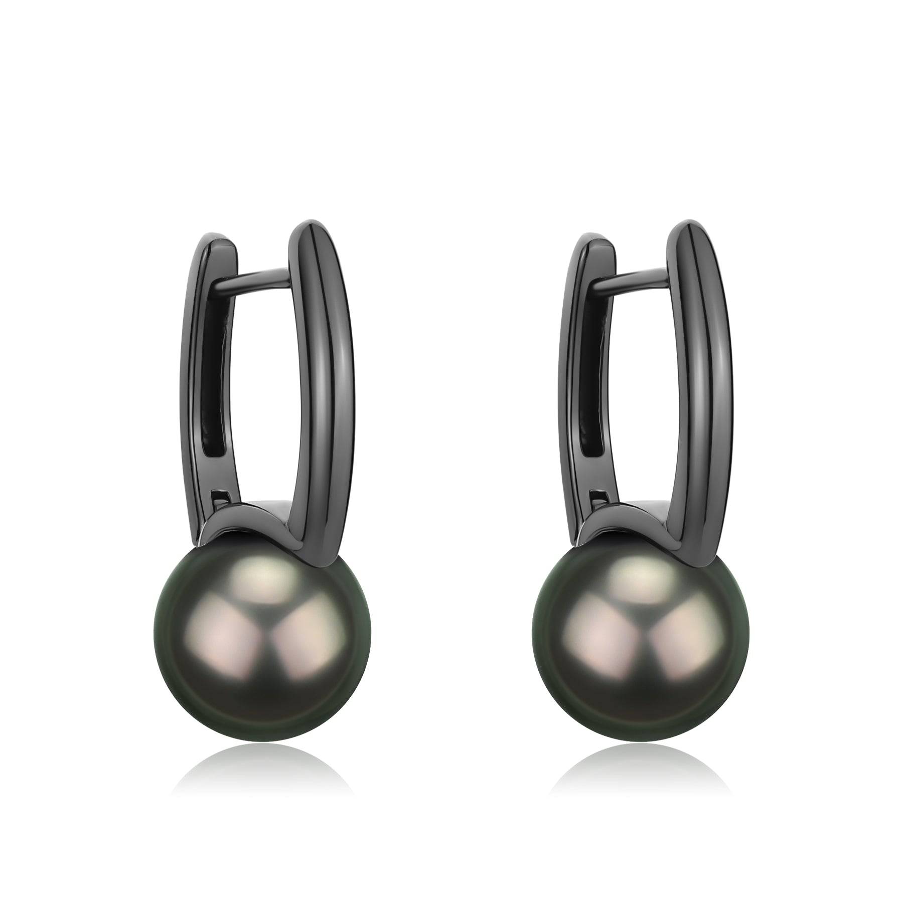 9-10mm Tahitian Pearl & Noir Elegance Barrel Earrings