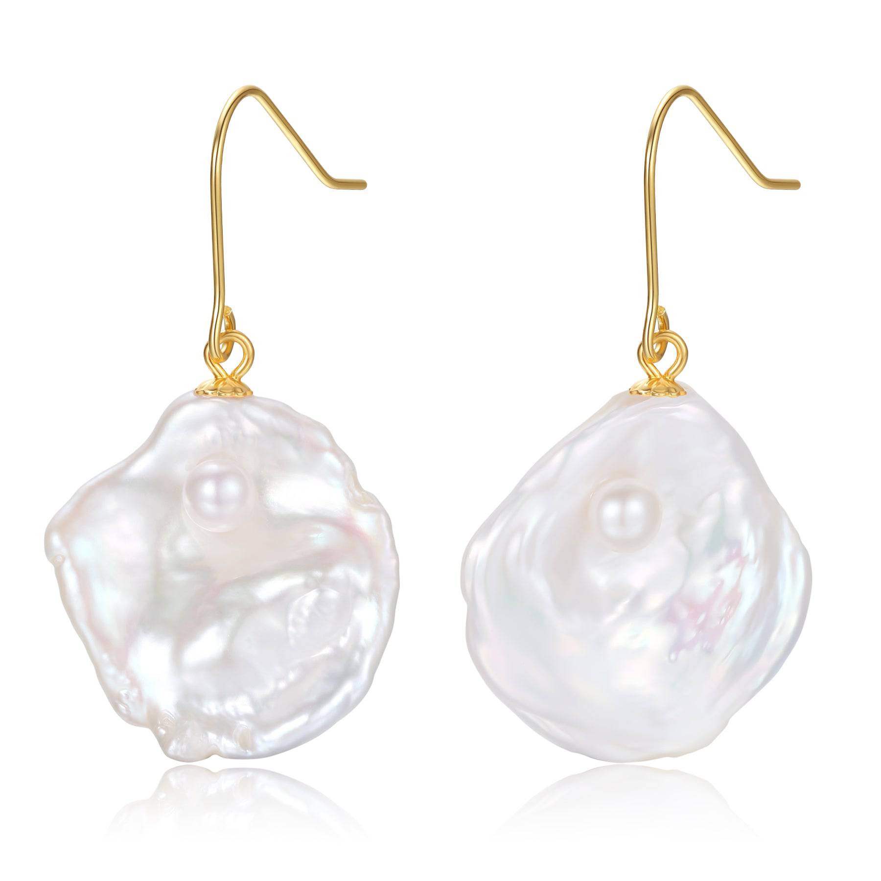 Petal-Shaped Baroque Pearl Drop Earrings