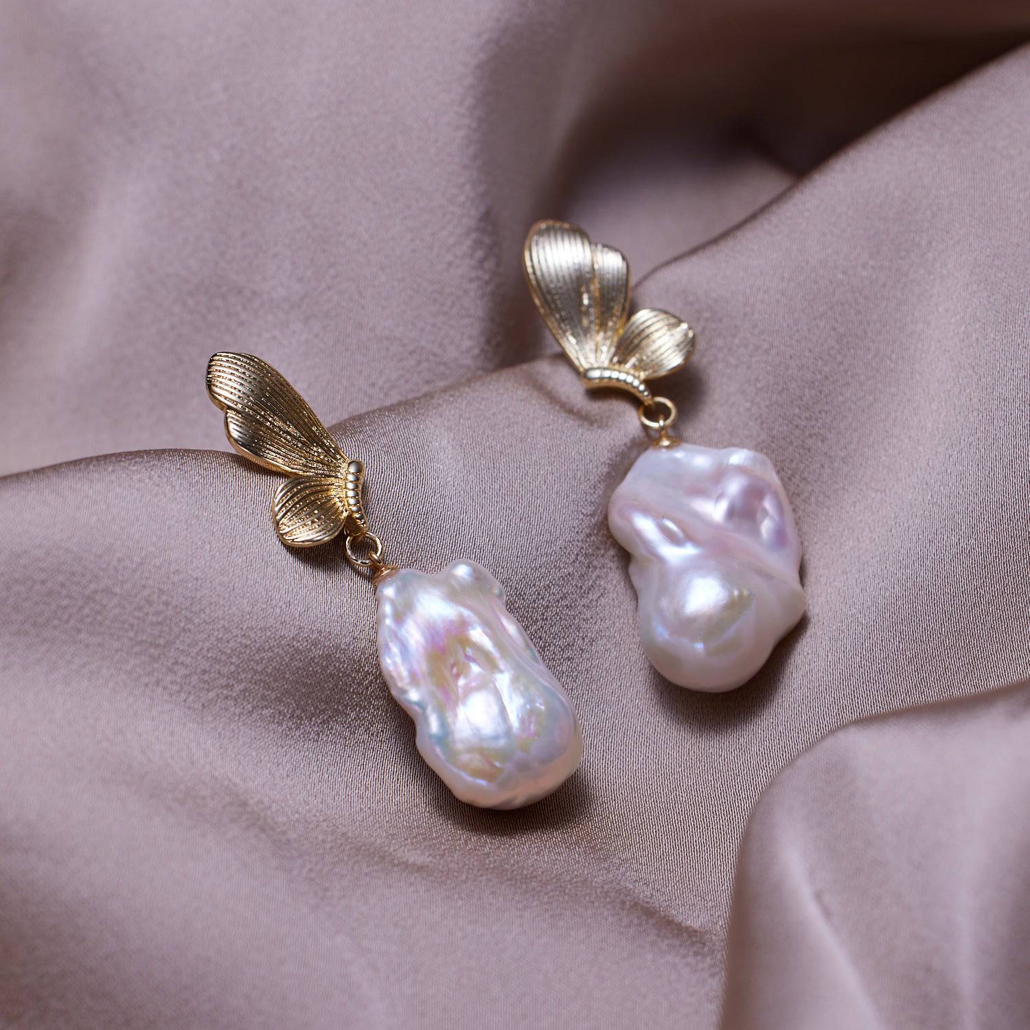 Butterfly Bold Baroque Pearl Earrings