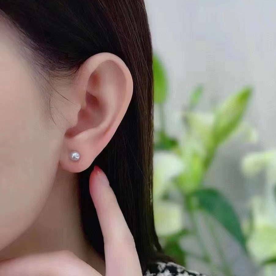 Chic 4-5mm Akoya Silver Blue Pearl Stud Earrings