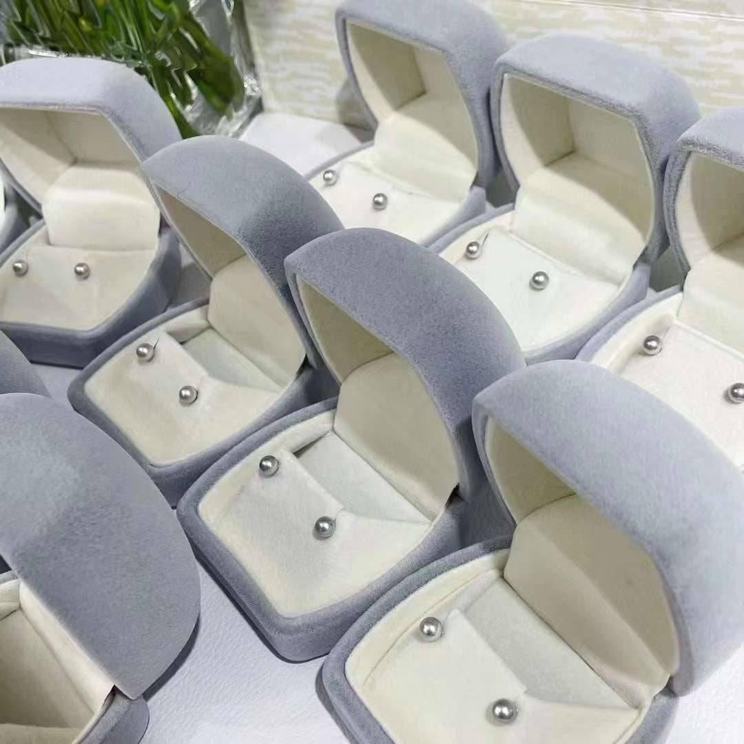 Chic 4-5mm Akoya Silver Blue Pearl Stud Earrings