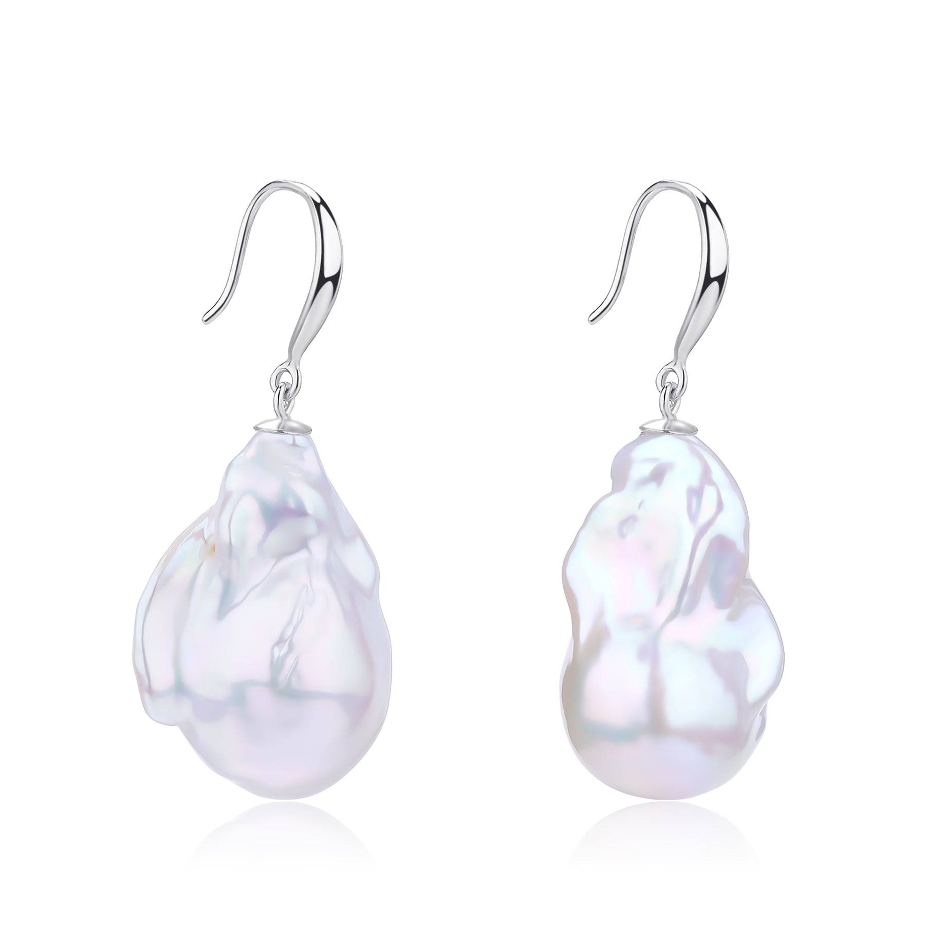 Daisy White Freshwater Baroque Pearl Earrings Sterling Silver