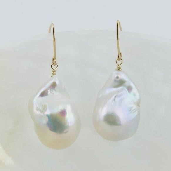 Daisy White Freshwater Baroque Pearl Earrings Sterling Silver