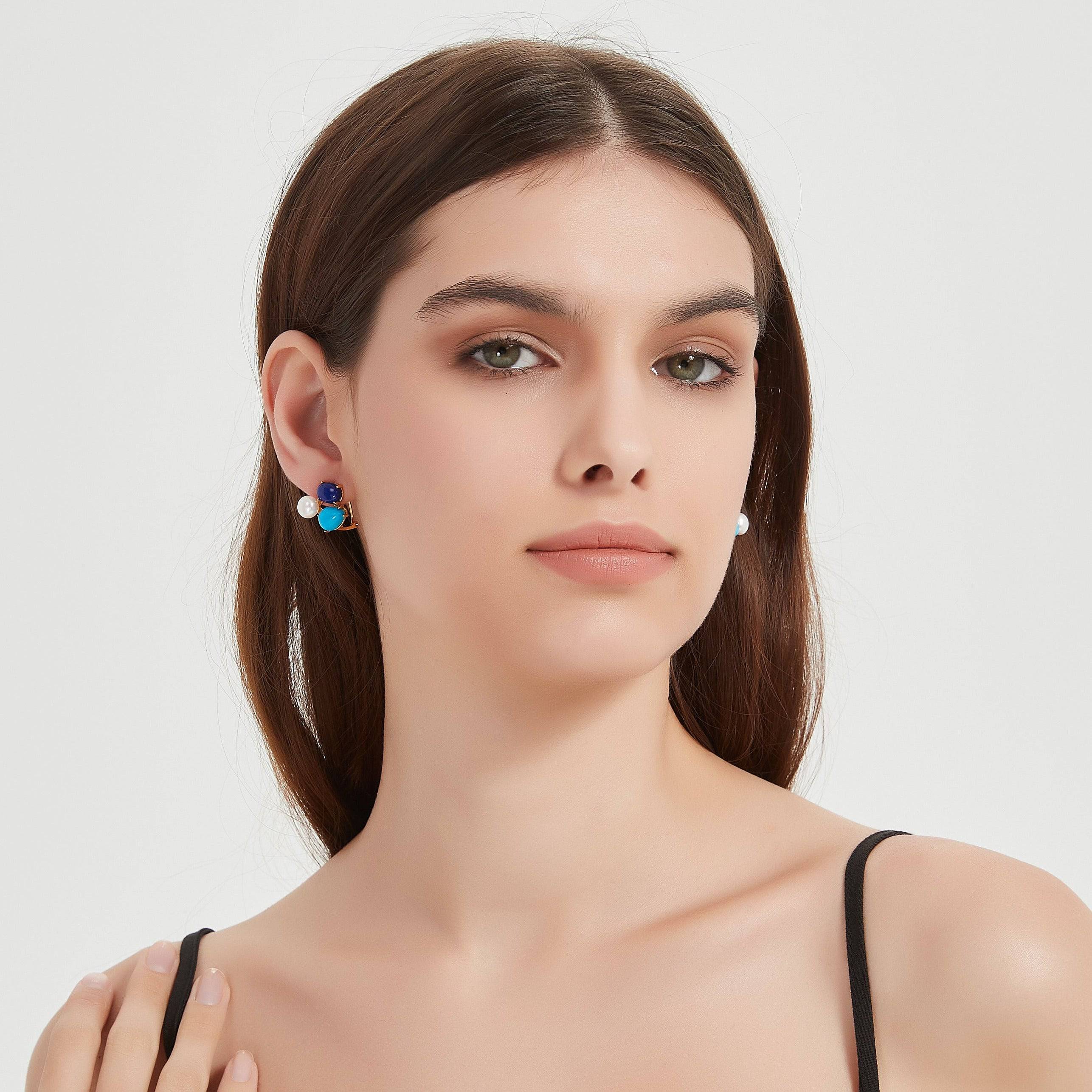 Turquoise Freshwater Pearl Earrings