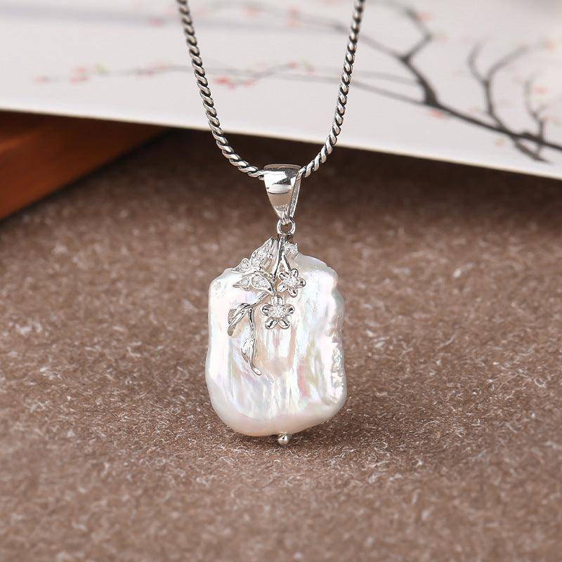 Vintage Baroque Freshwater Pearl Floral Pendant Necklace