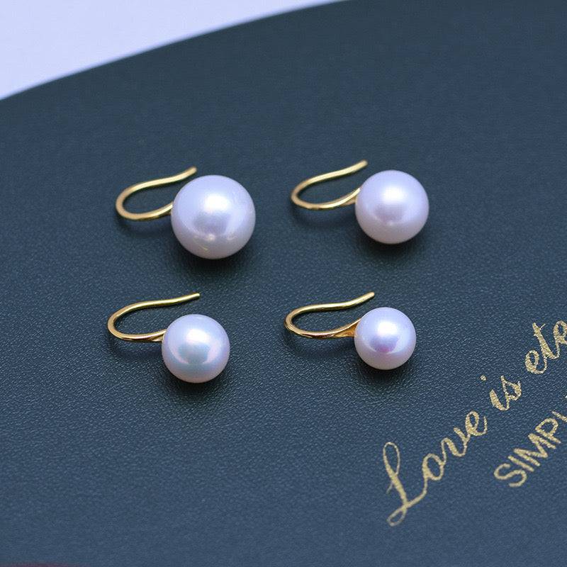 Freshwater White Pearl & Classic Hook Earrings-Silver