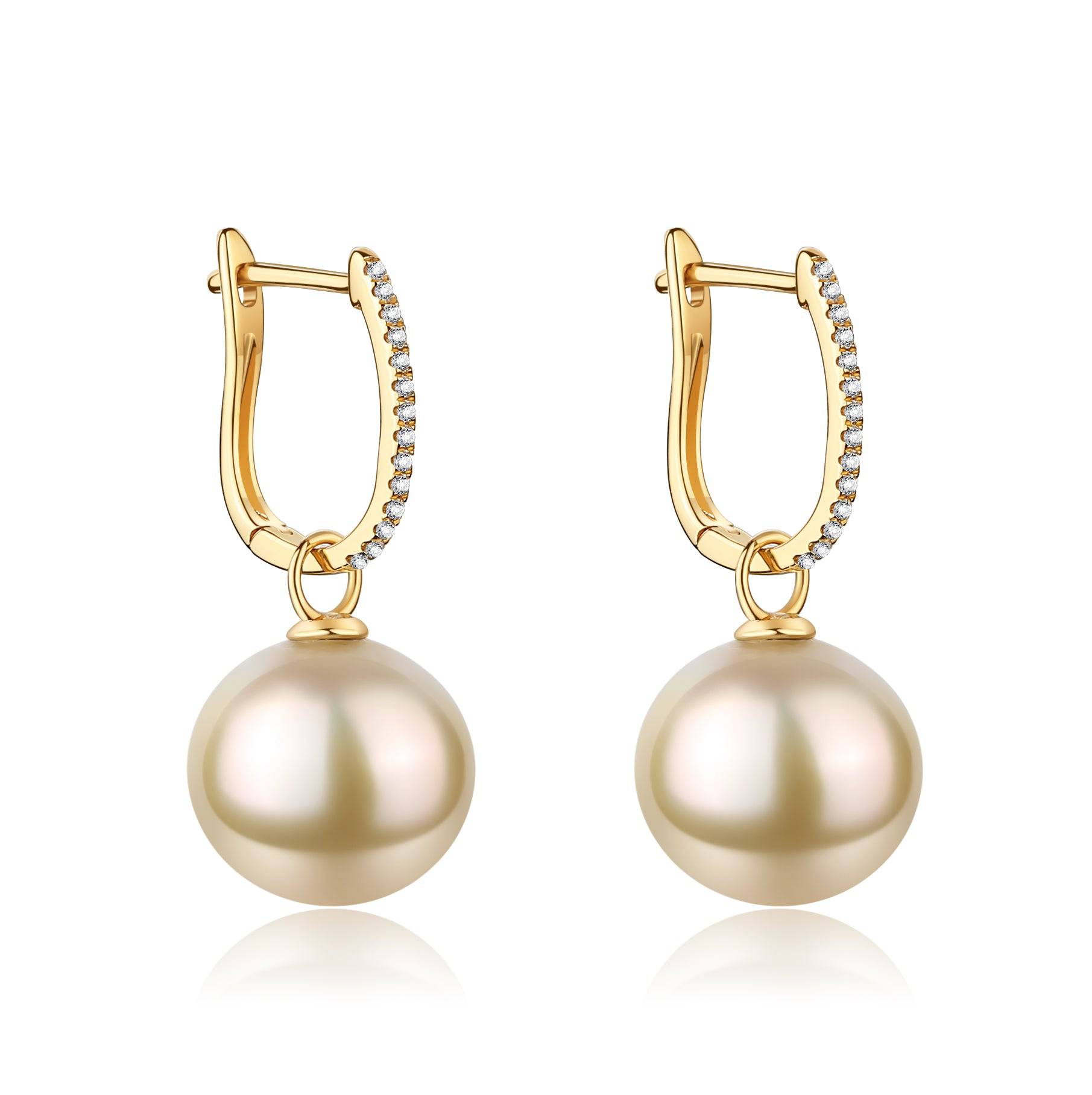 Golden South Sea Pearl & Audrey 18K Gold Earrings