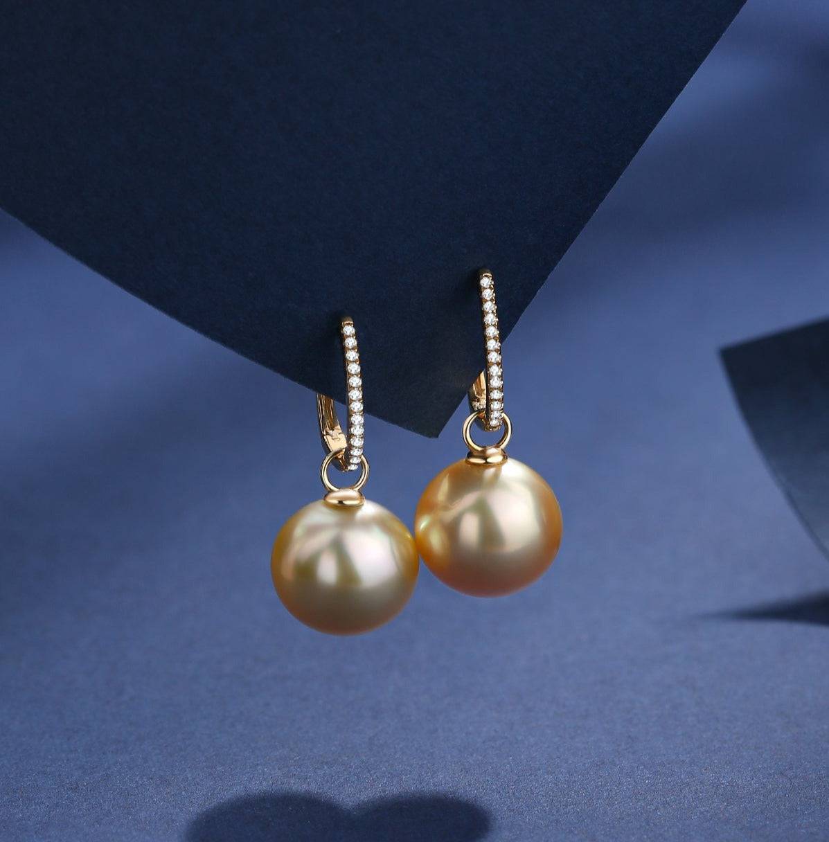 Golden South Sea Pearl & Audrey 18K Gold Earrings