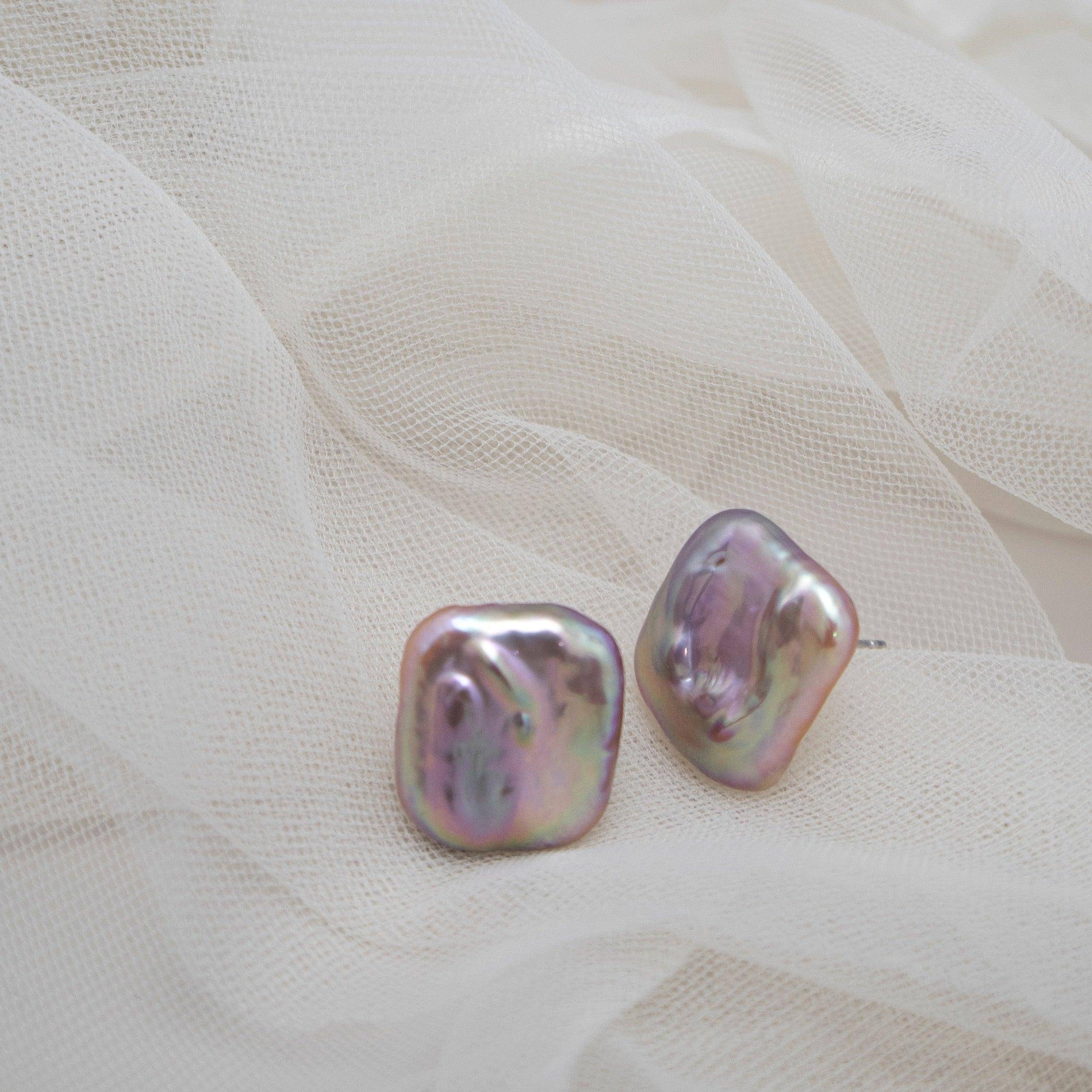 Pink Baroque Freshwater Pearl Stud Earrings