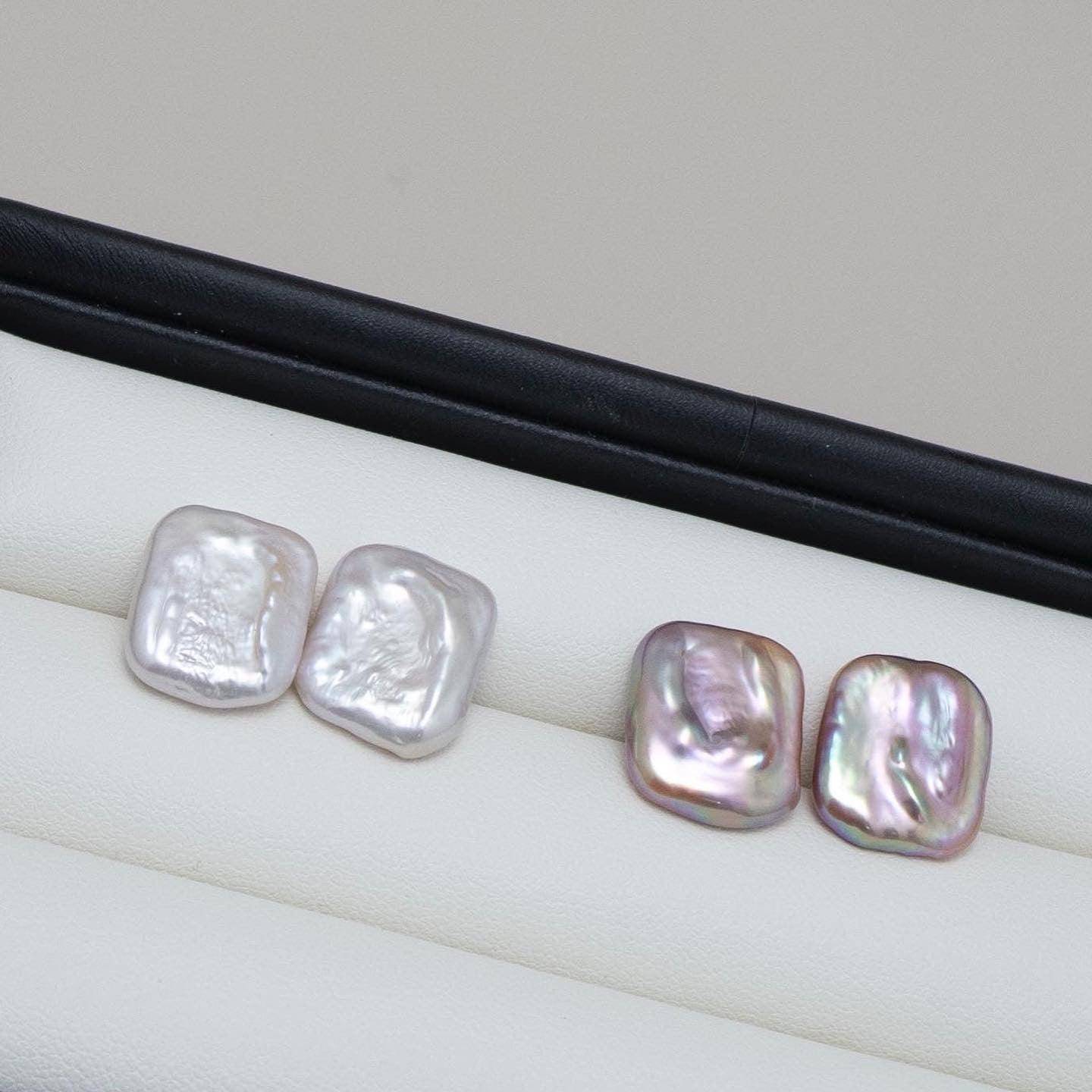 Pink Baroque Freshwater Pearl Stud Earrings
