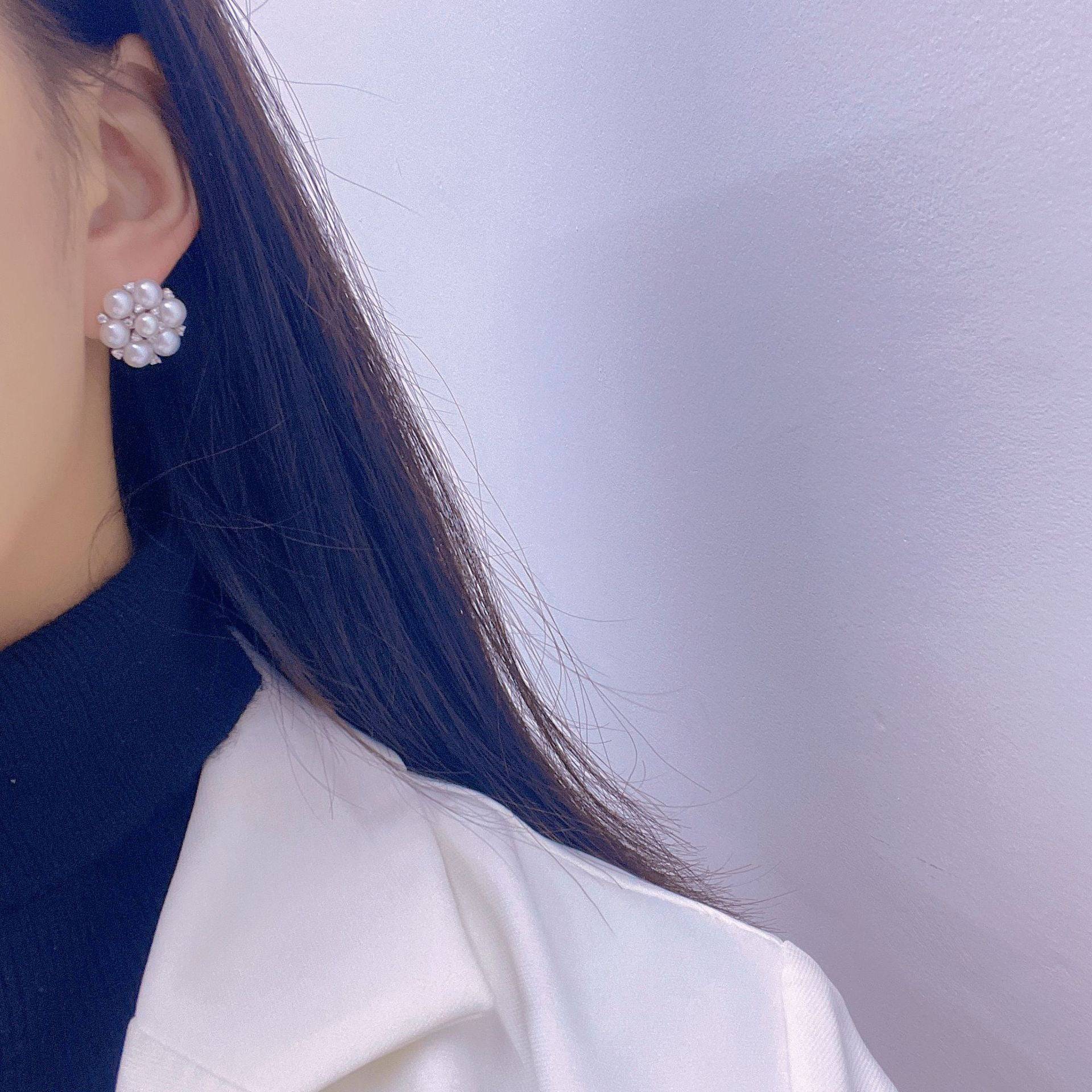 Plum Blossom Multi-Pearl Stud Earrings