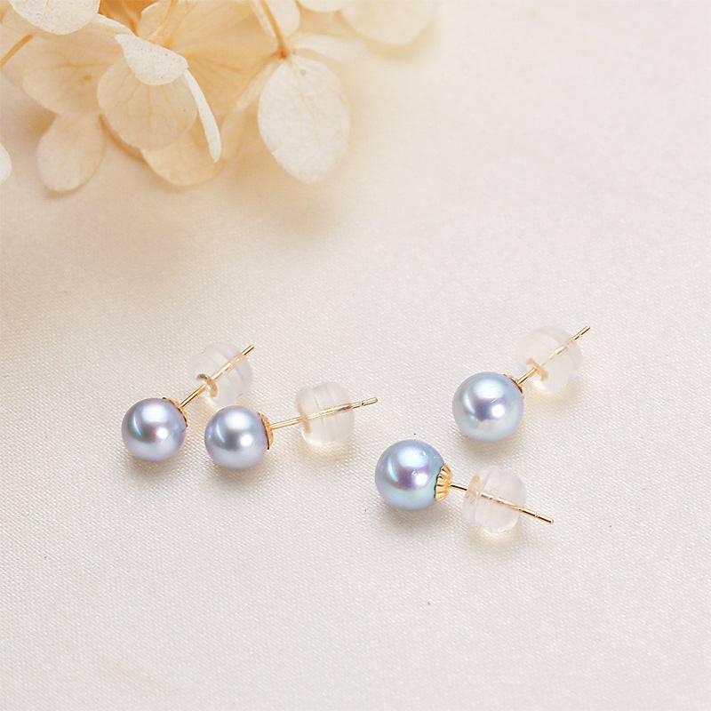 Seawater Akoya Silver Blue Pearl & Stud Earrings