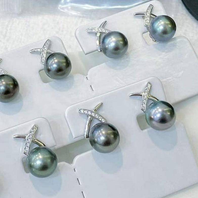 Tahitian South Sea Pearl & CZ Diane Earrings