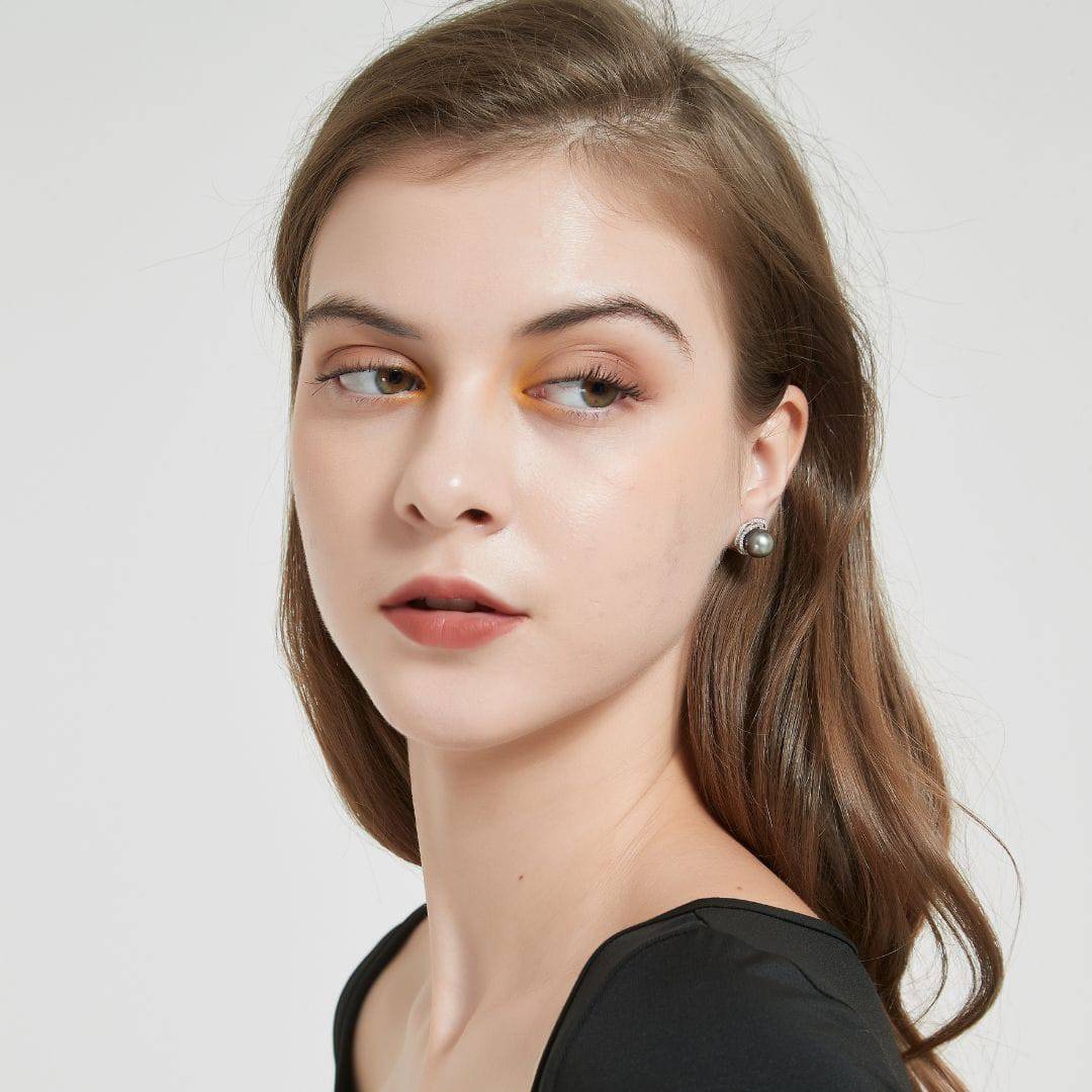 Tahitian South Sea Pearl & CZ Earrings