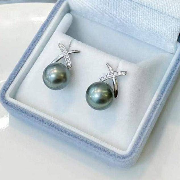 Tahitian South Sea Pearl & CZ Diane Earrings