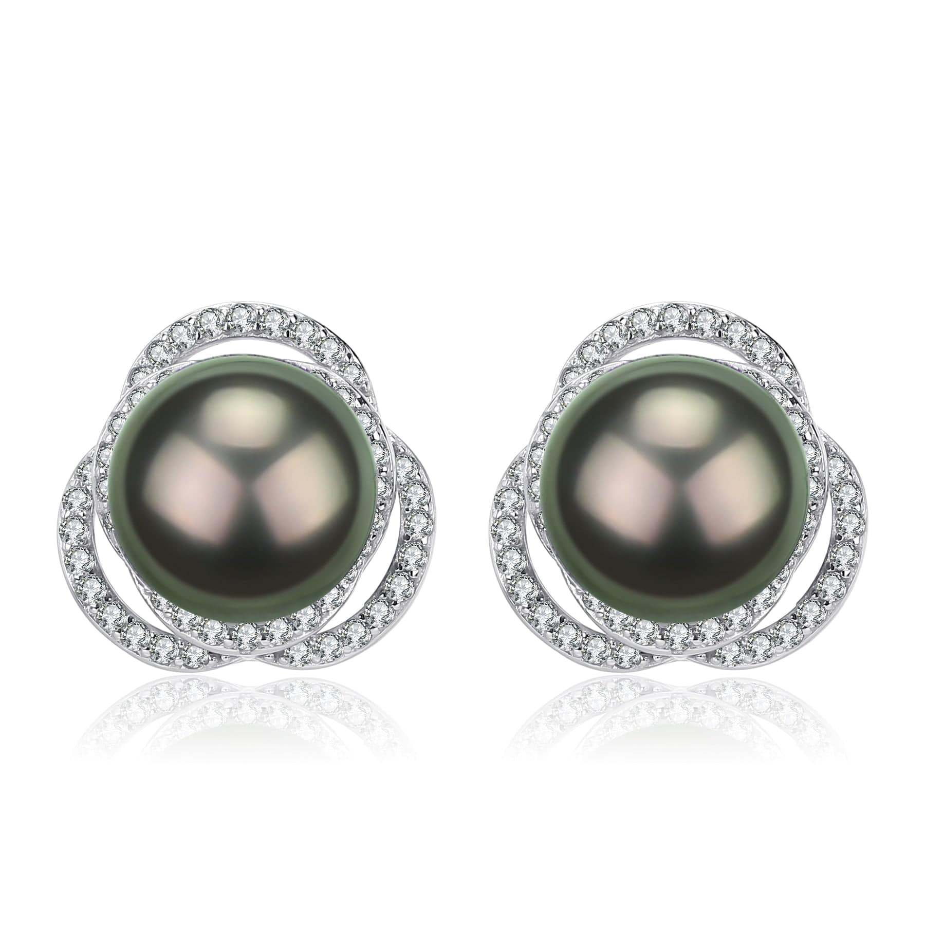 Tahitian South Sea Pearl & CZ Earrings