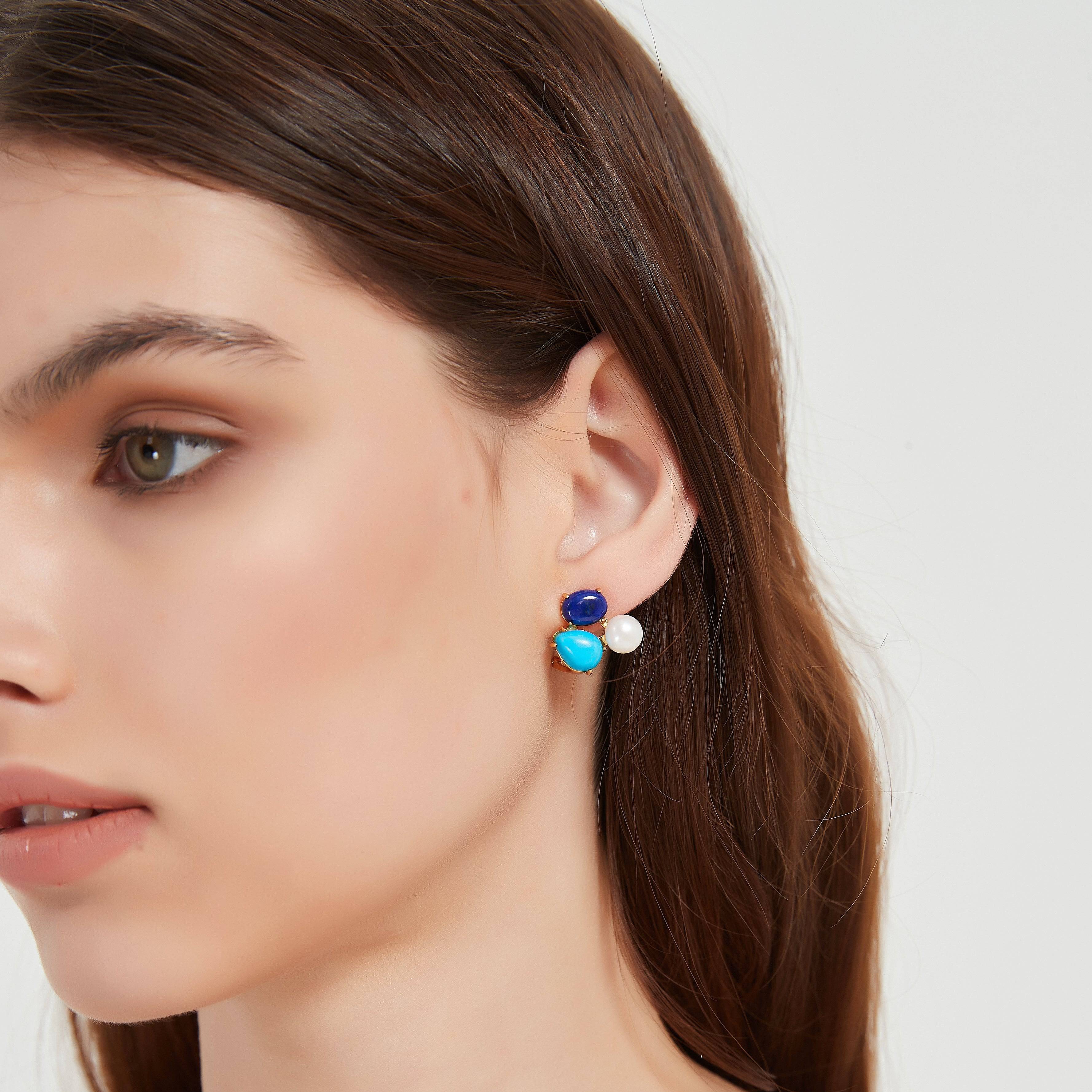 Turquoise Freshwater Pearl Earrings