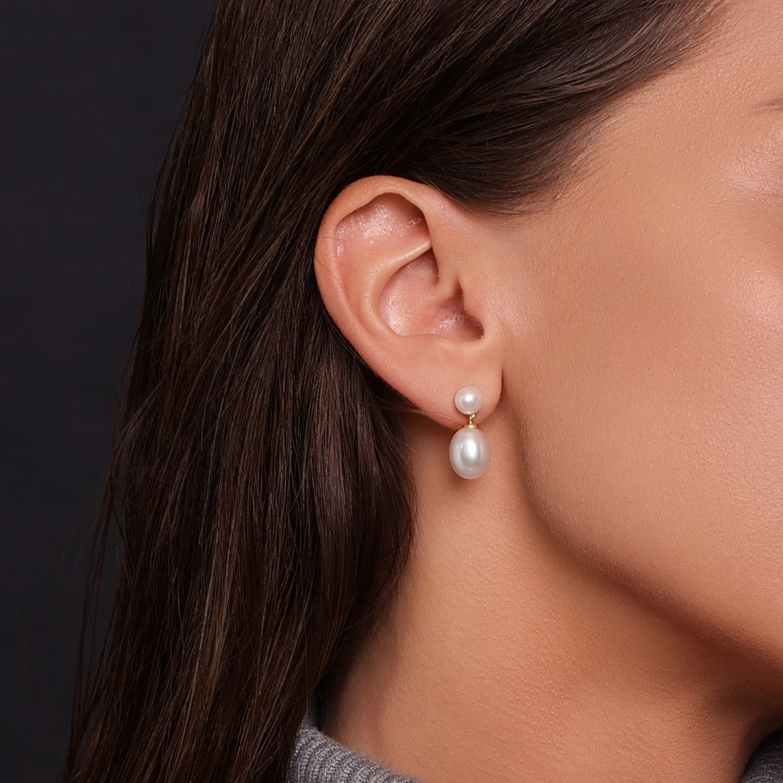 Double Pearl Freshwater Earrings