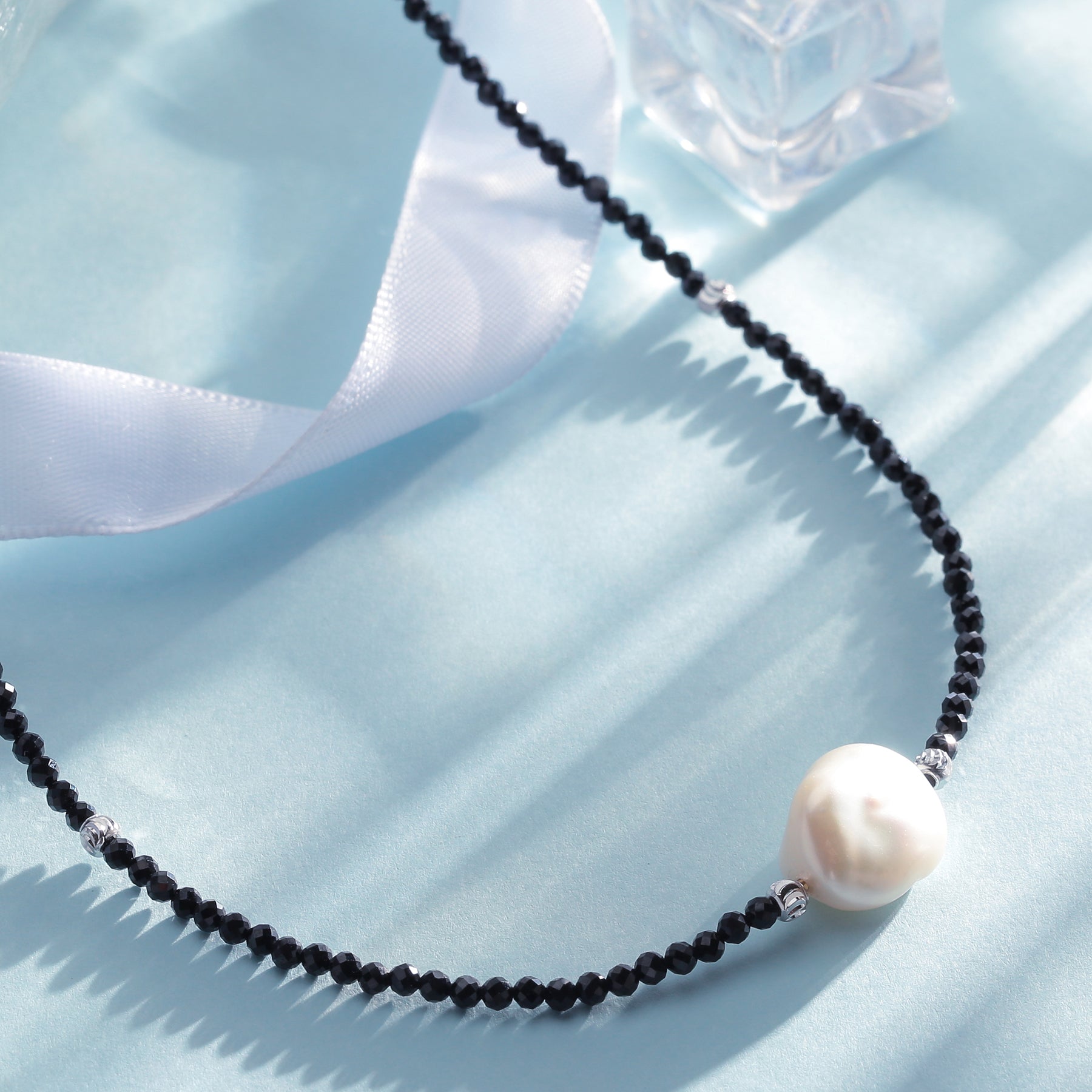 Black Spinel Beaded Baroque Pearls Choker Necklace