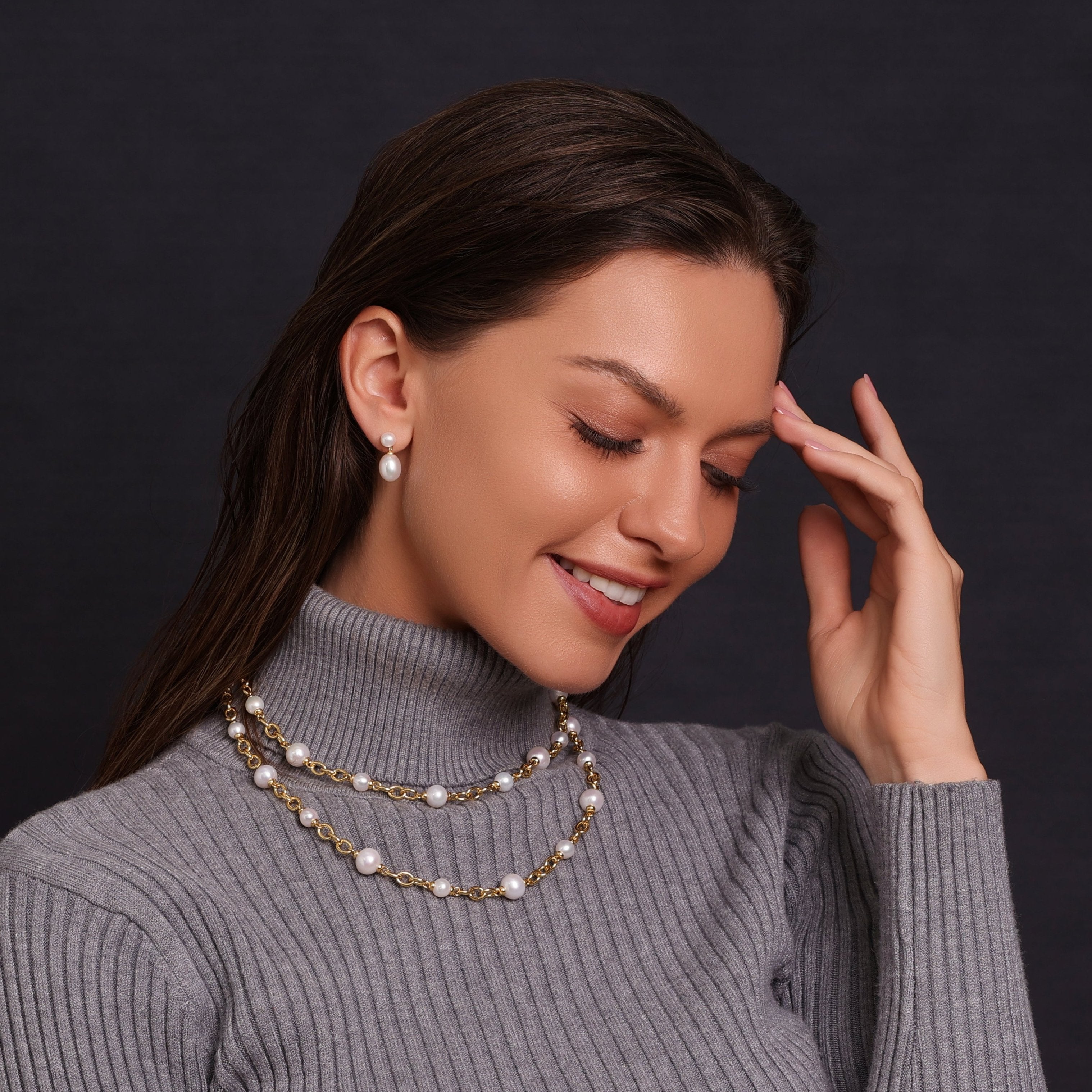 Double Pearl Freshwater Earrings