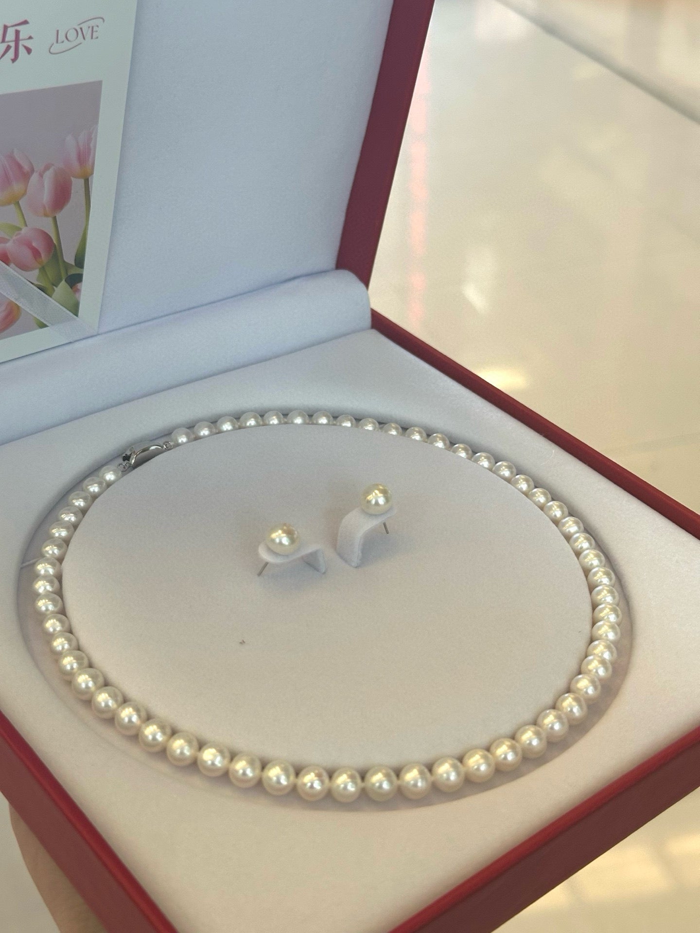 Freshwater Pearl Necklace, Earrings Set-AAA