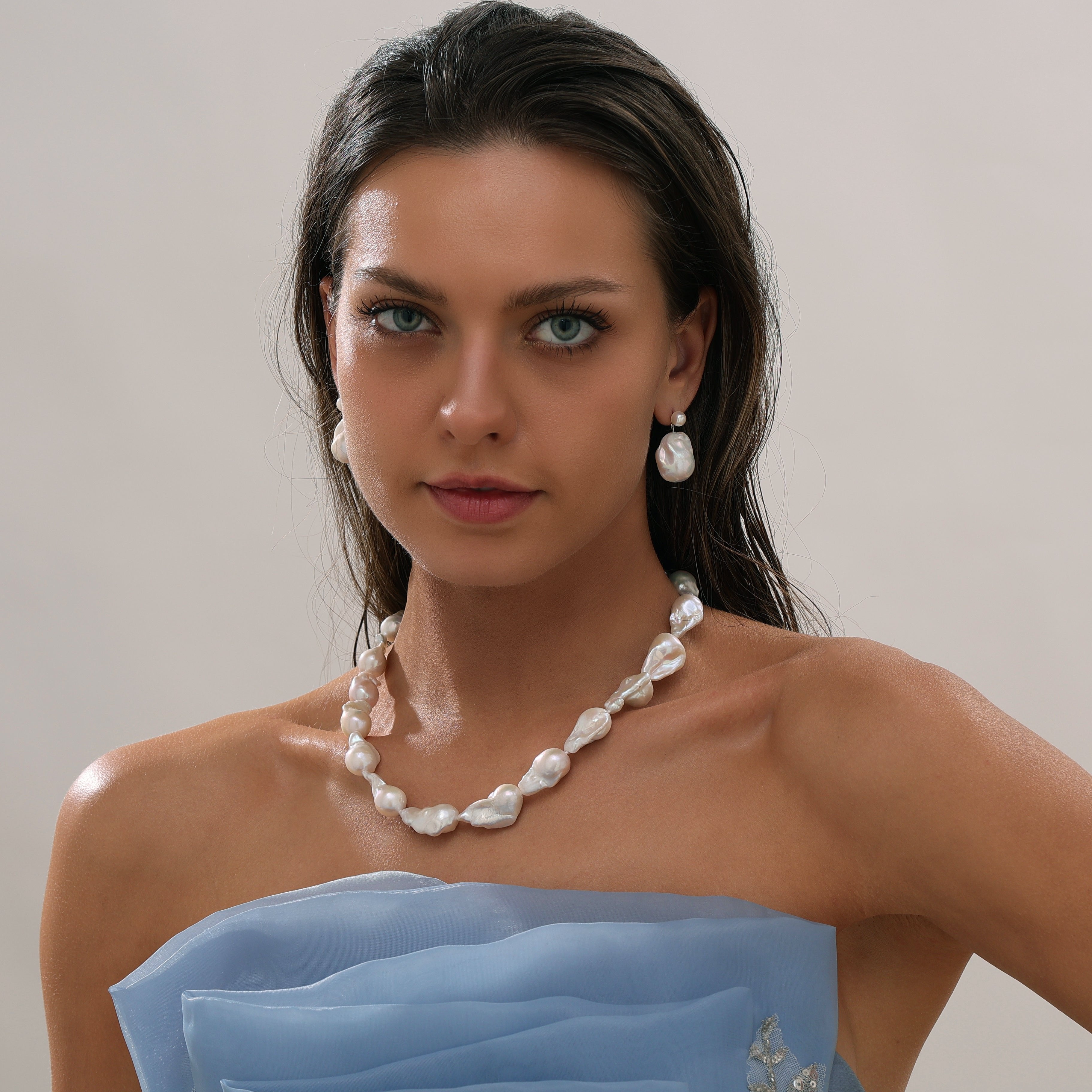 White Large Baroque Freshwater Pearl Necklace
