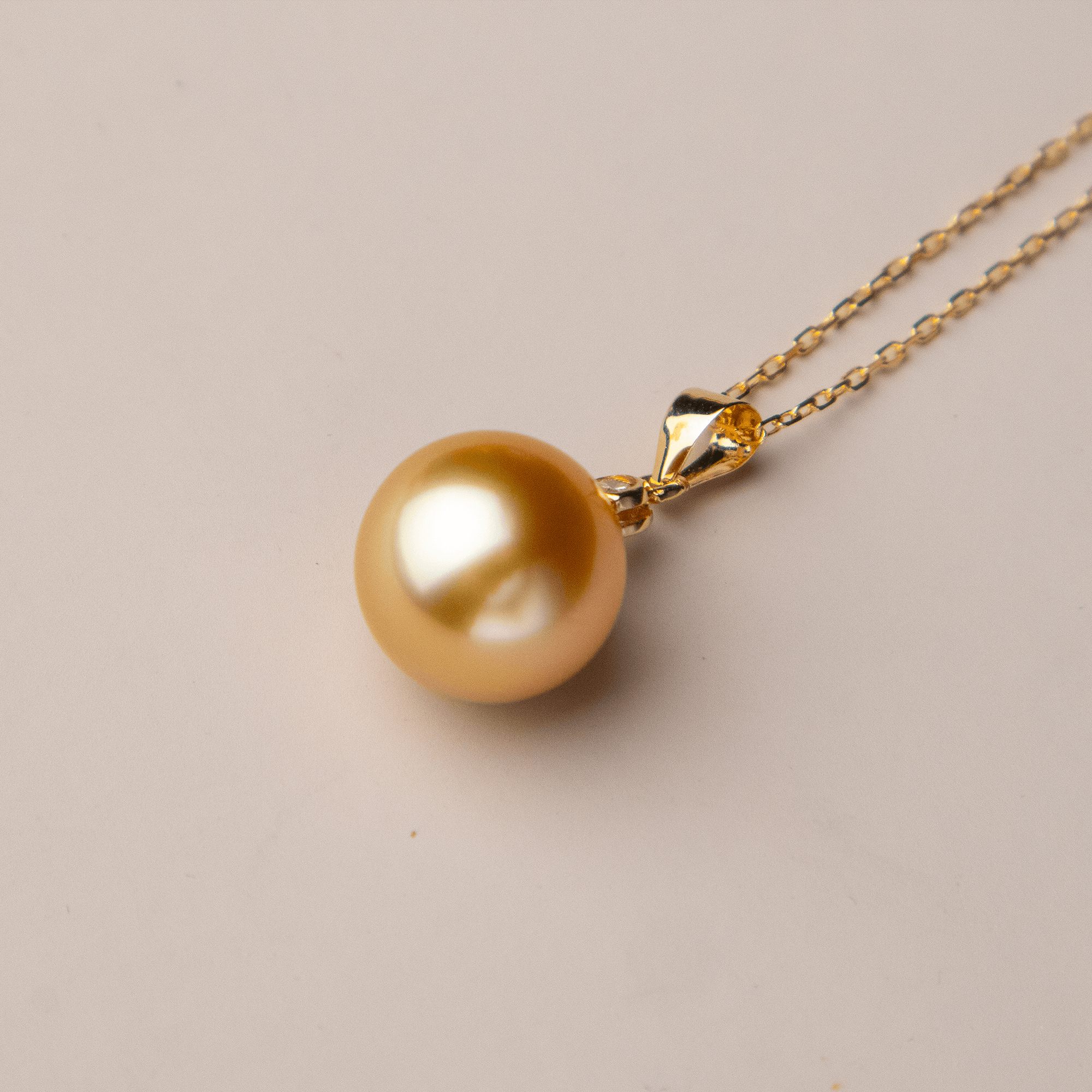 18K Gold Golden South Sea Pearl & Mary Pendant Necklace