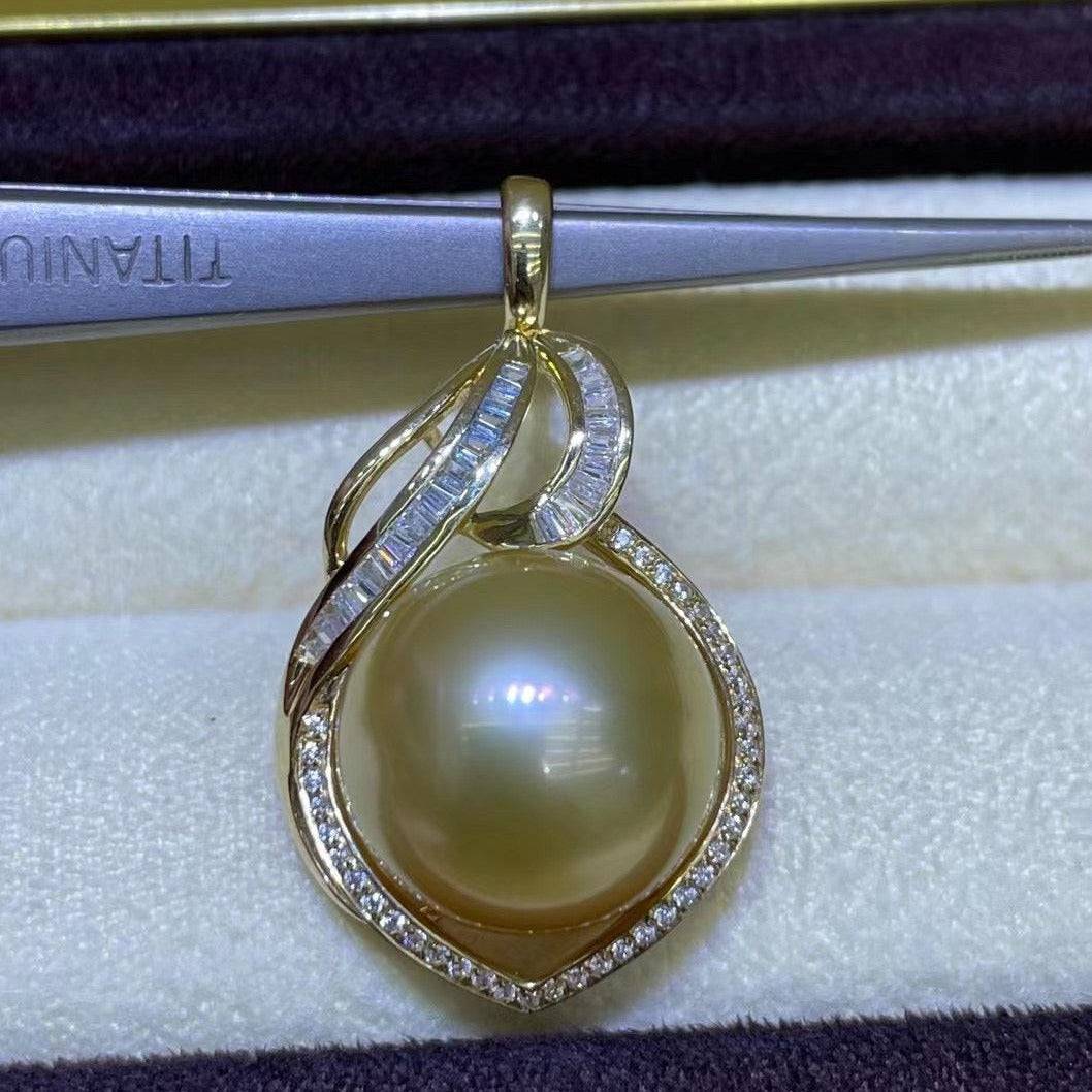 Golden South Sea Pearl Angel Pendant