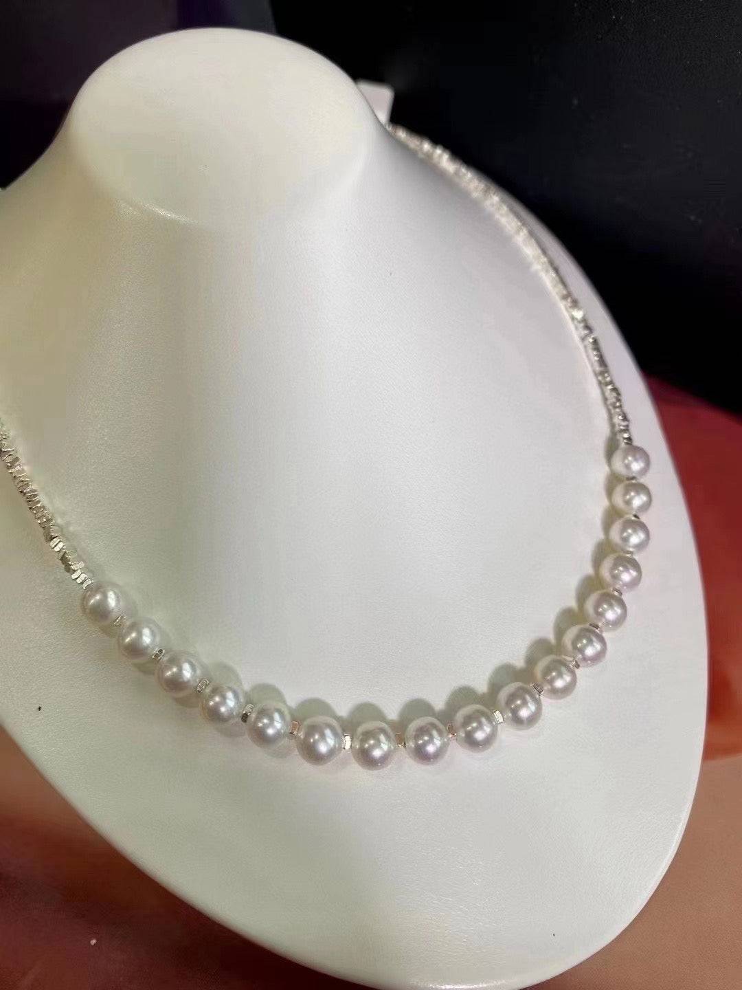 4-5mm Smile Pearl Silver Shards Necklace