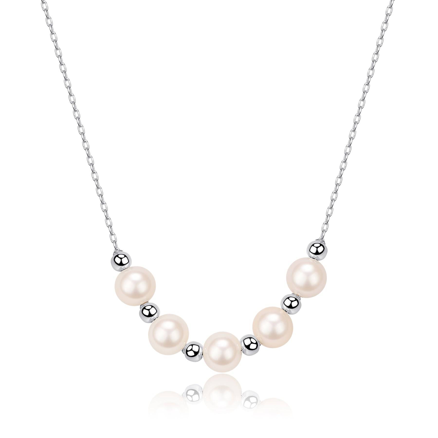6-7mm Five Drops White Freshwater Smile Pearl Necklace