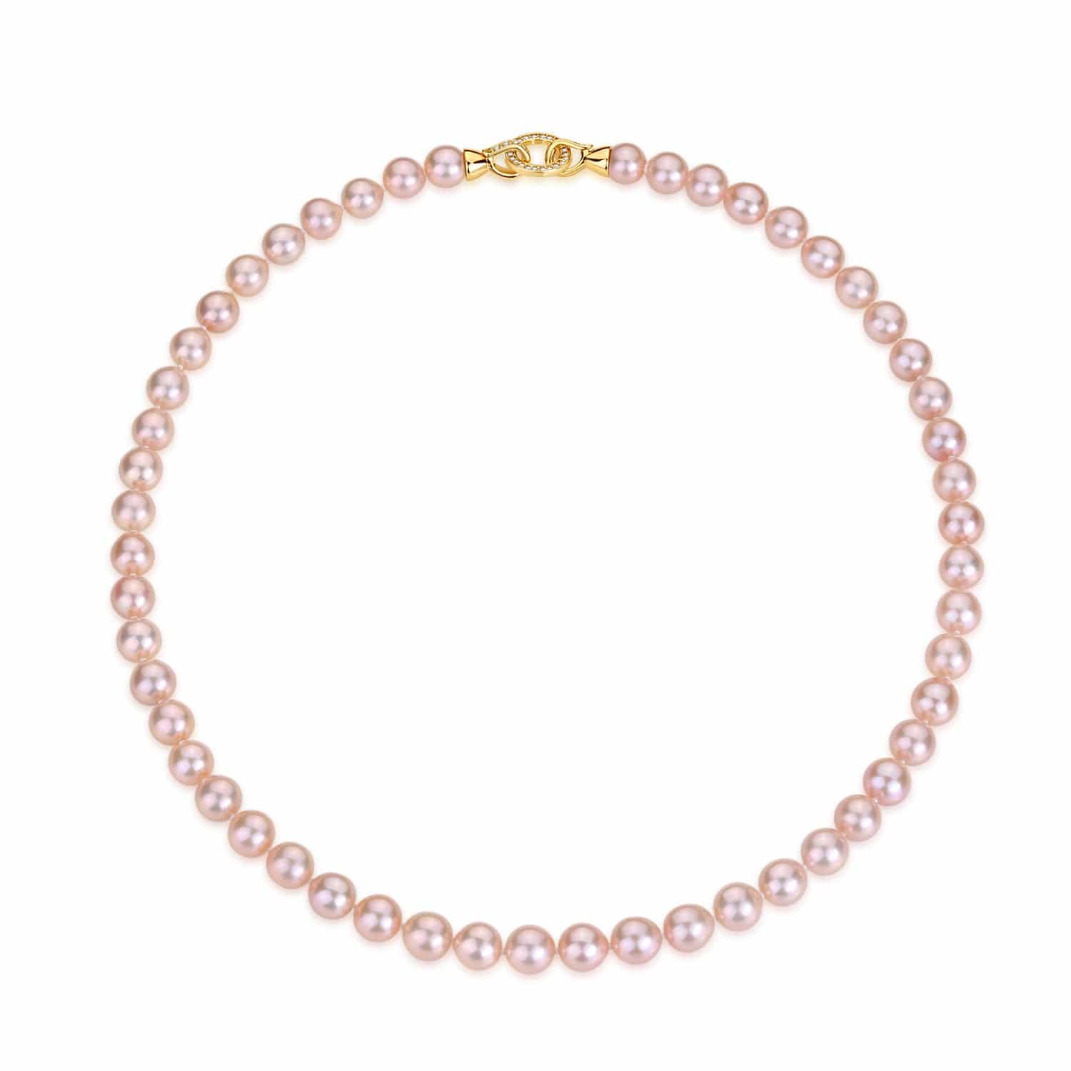 8-9mm Chinese Pink Akoya Cultured Pearl Necklace