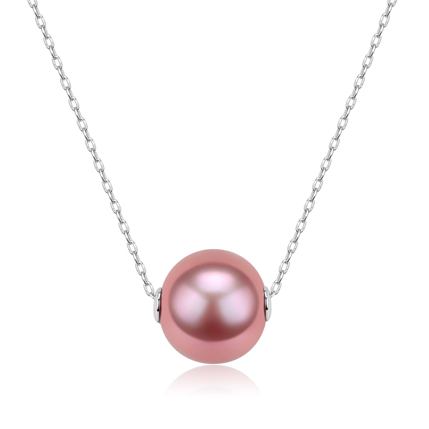 9-12mm Classic Purple Freshwater Pearl Floating Pendant Necklace