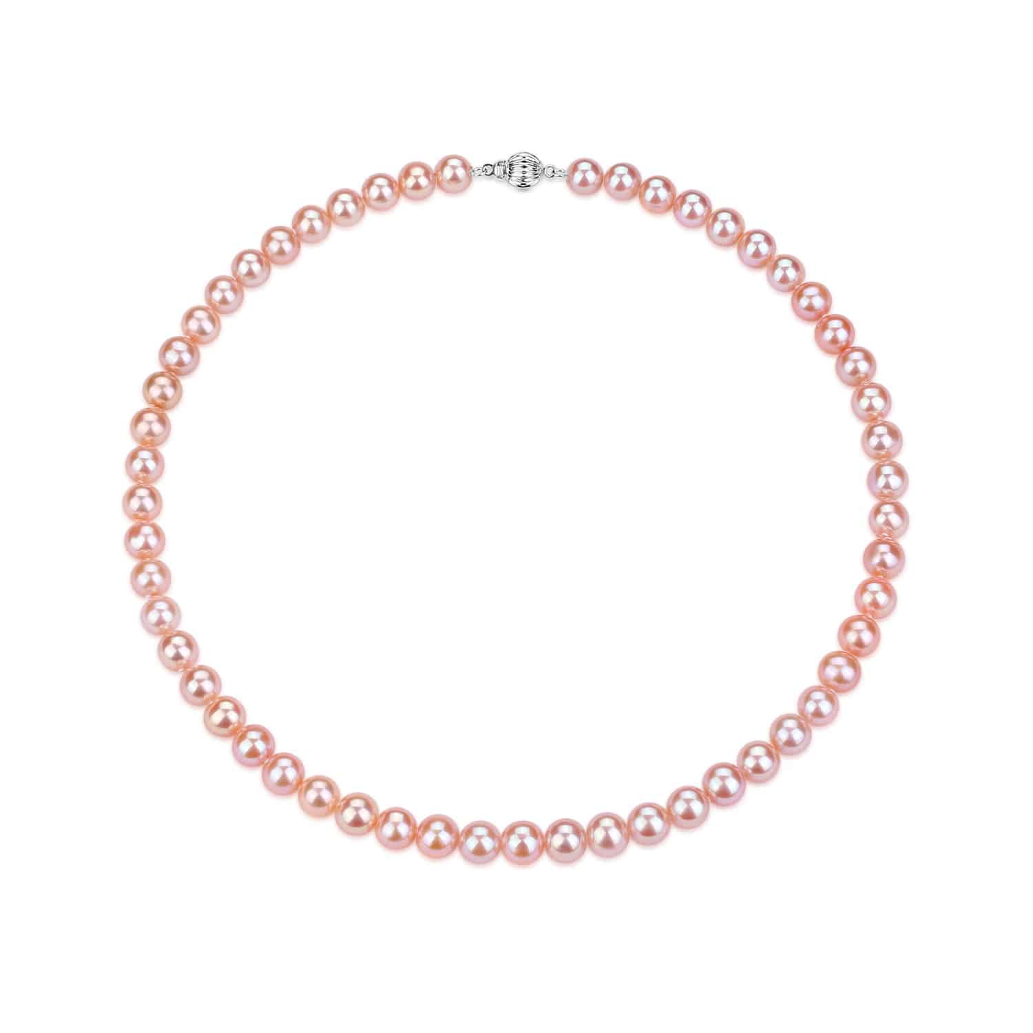 Pink Freshwater Pearl Necklace, 6-7mm Silver Clasp