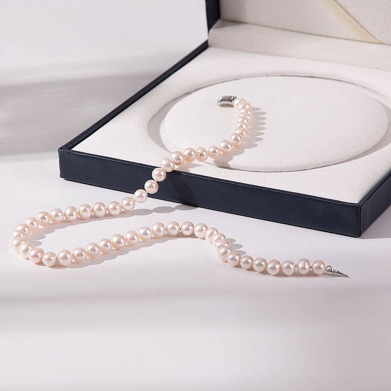 Classic 6-7mm White Round Freshwater Pearl Necklace, Sterling Silver Clasp