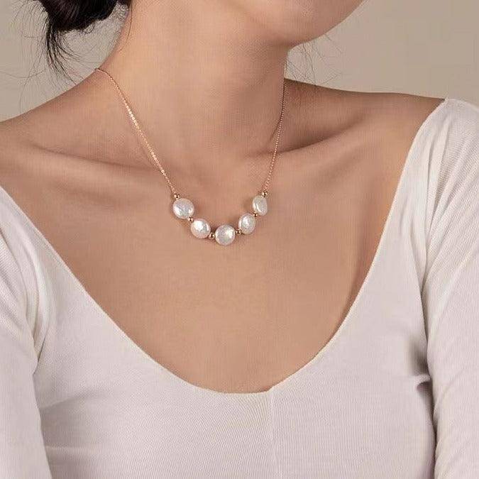 Tincup Coin Pearl Necklace