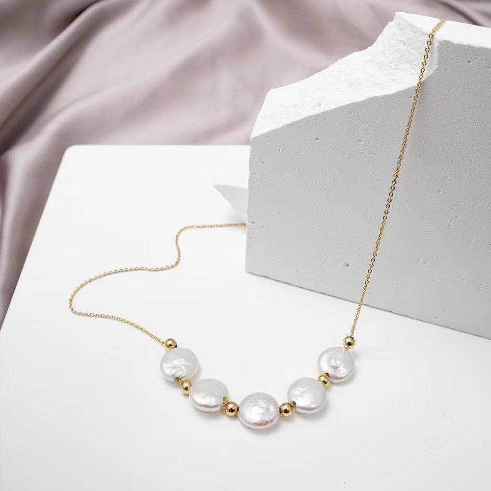 Tincup Coin Pearl Necklace