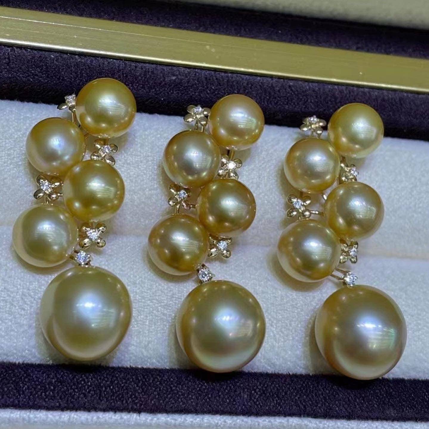 Five-Drop Golden South Sea Pearl Gold Pendant 18K Pure Gold